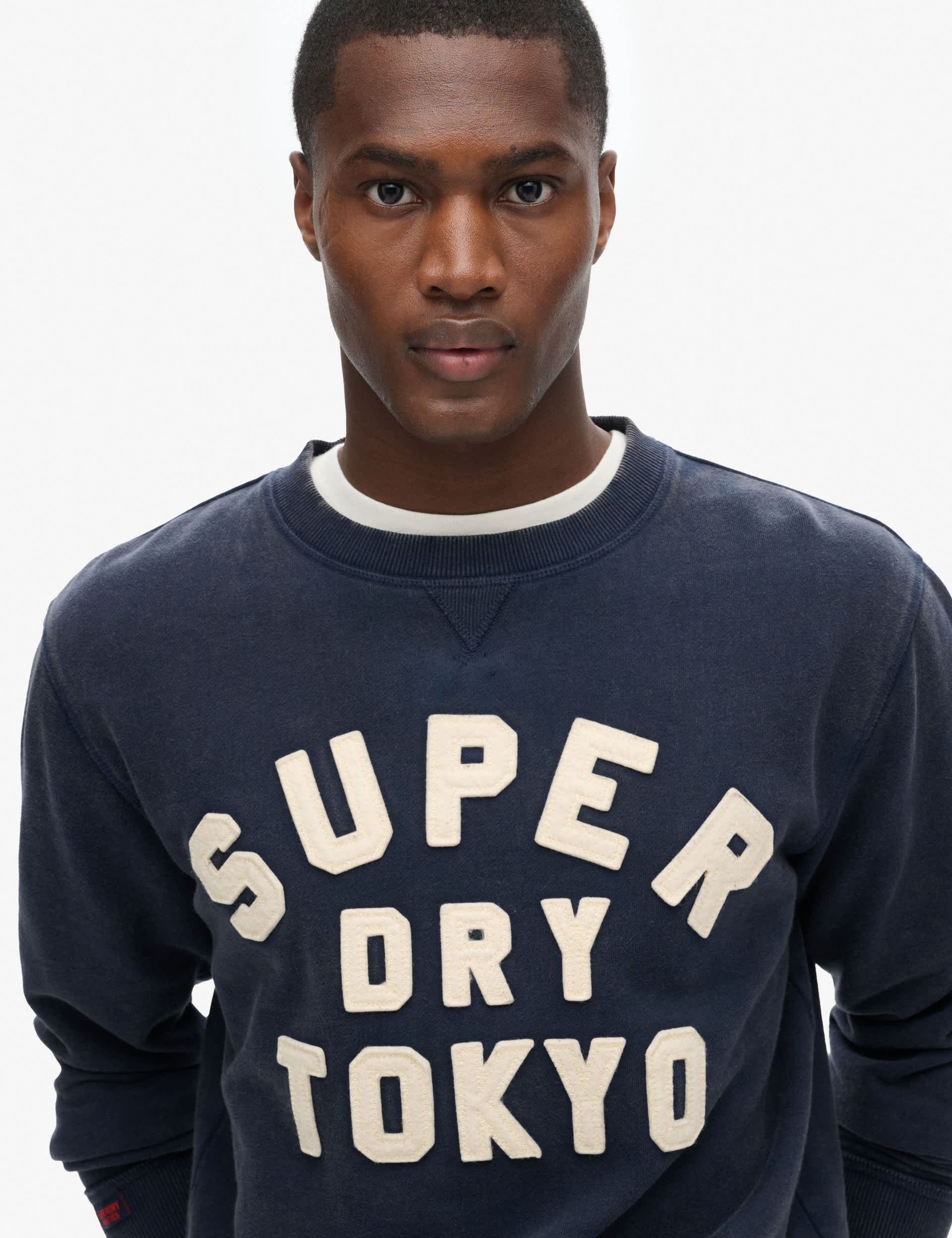 Superdry Men's Pure Cotton Logo Crew Neck Sweatshirt - M - Navy, Navy