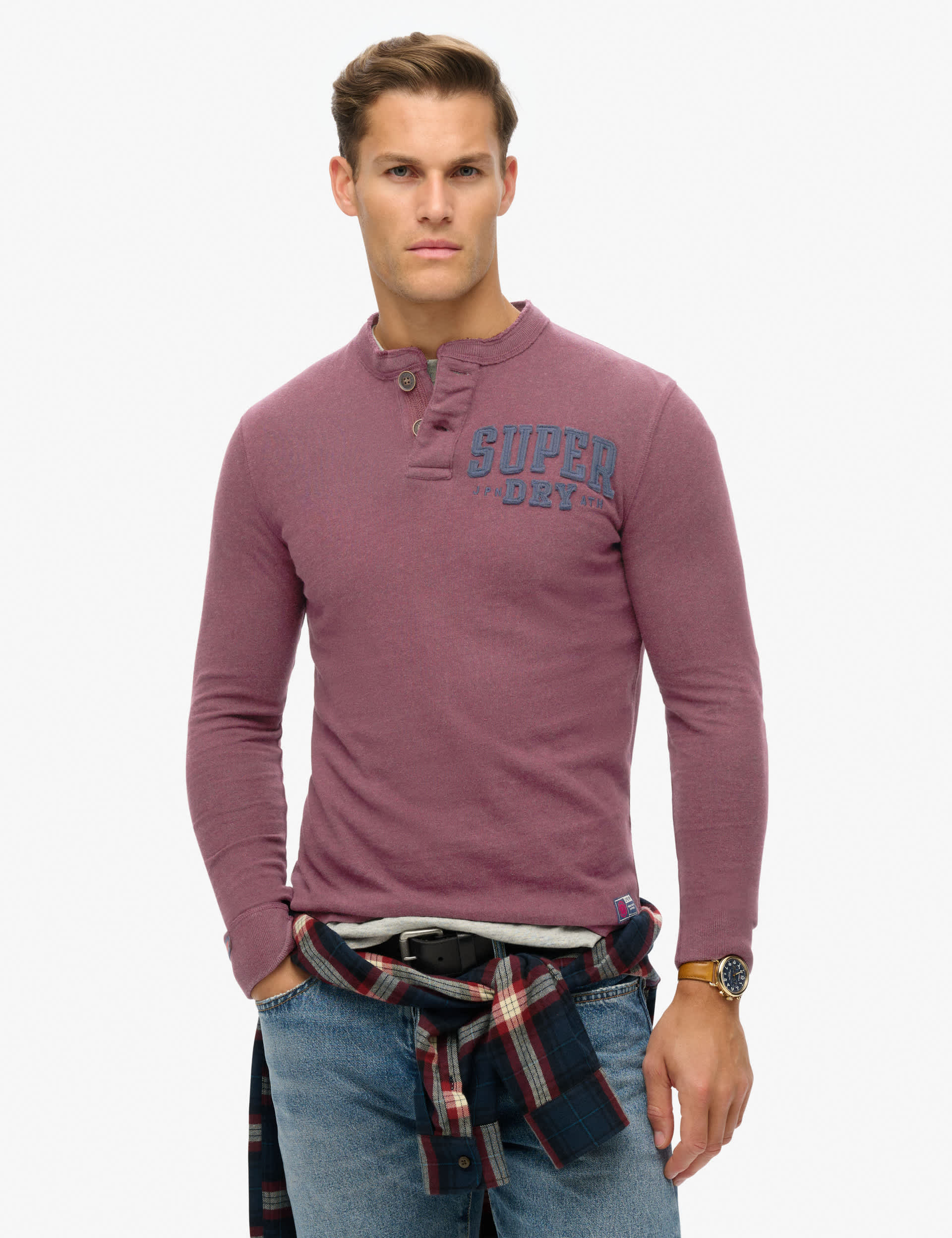 Superdry Men's Slim Fit Pure Cotton Grandad Collar Top