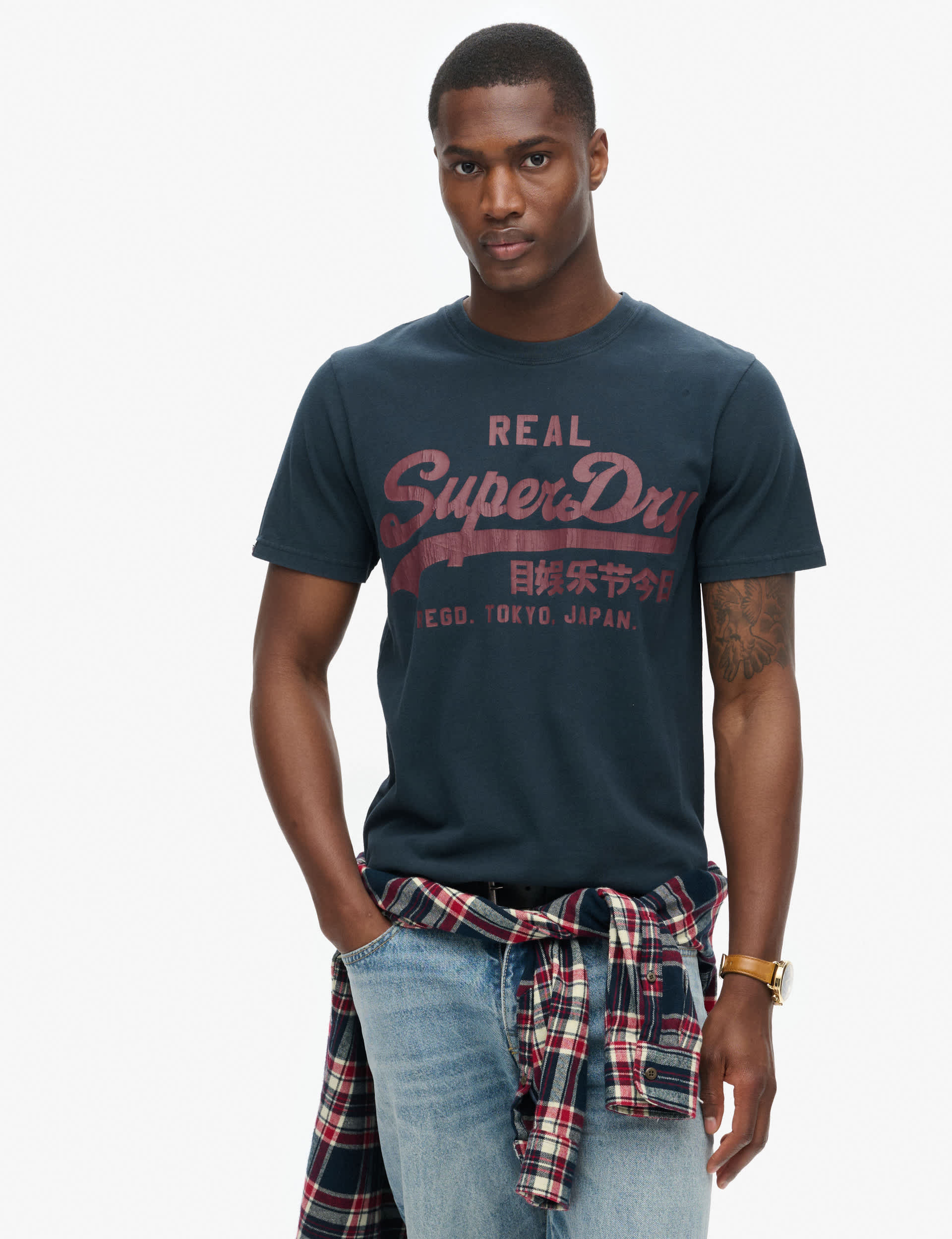 Superdry Men's Pure Cotton Logo T-Shirt - Navy, Navy