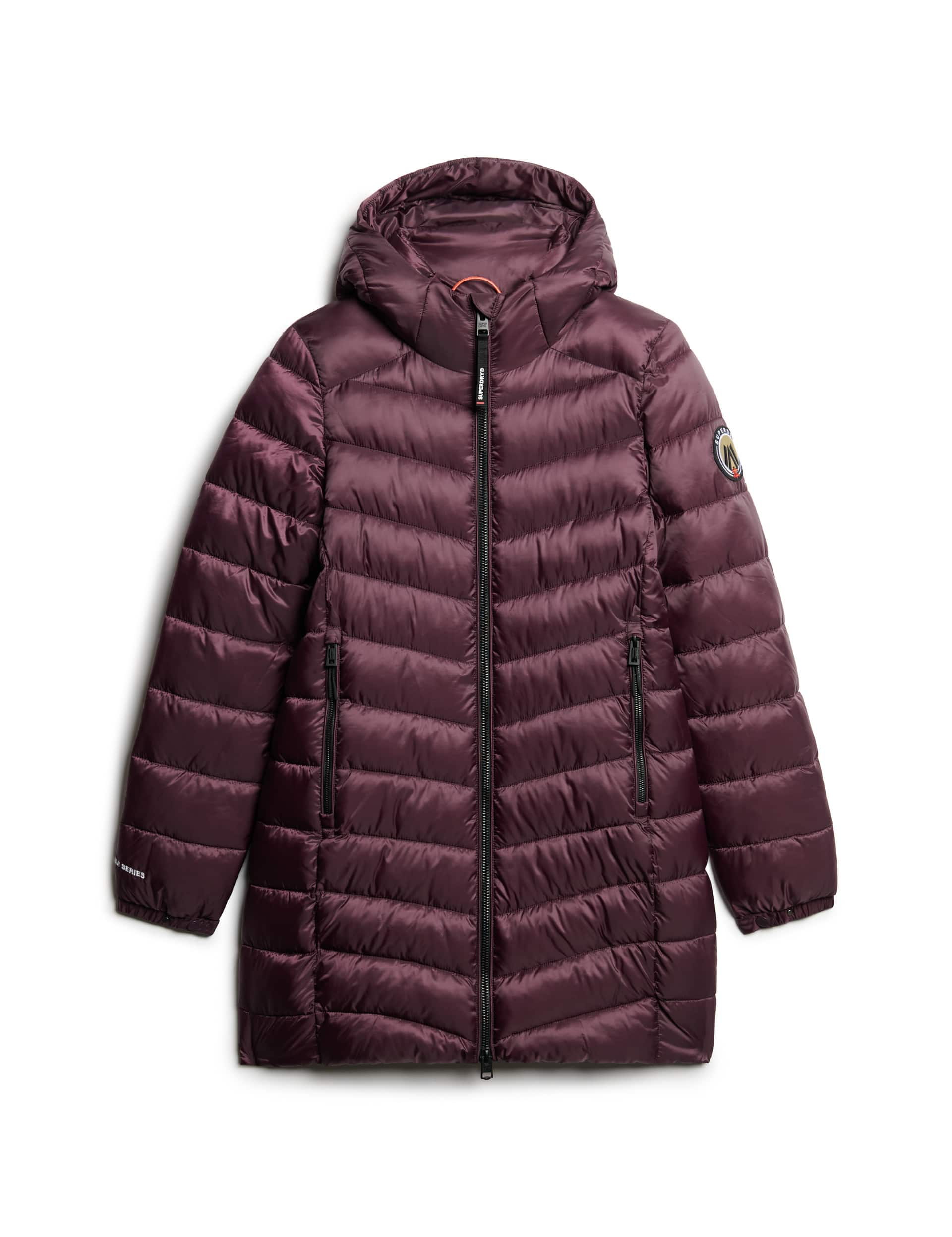 Superdry Women's Hooded Longline Puffer Jacket - 8 - Purple, Purple