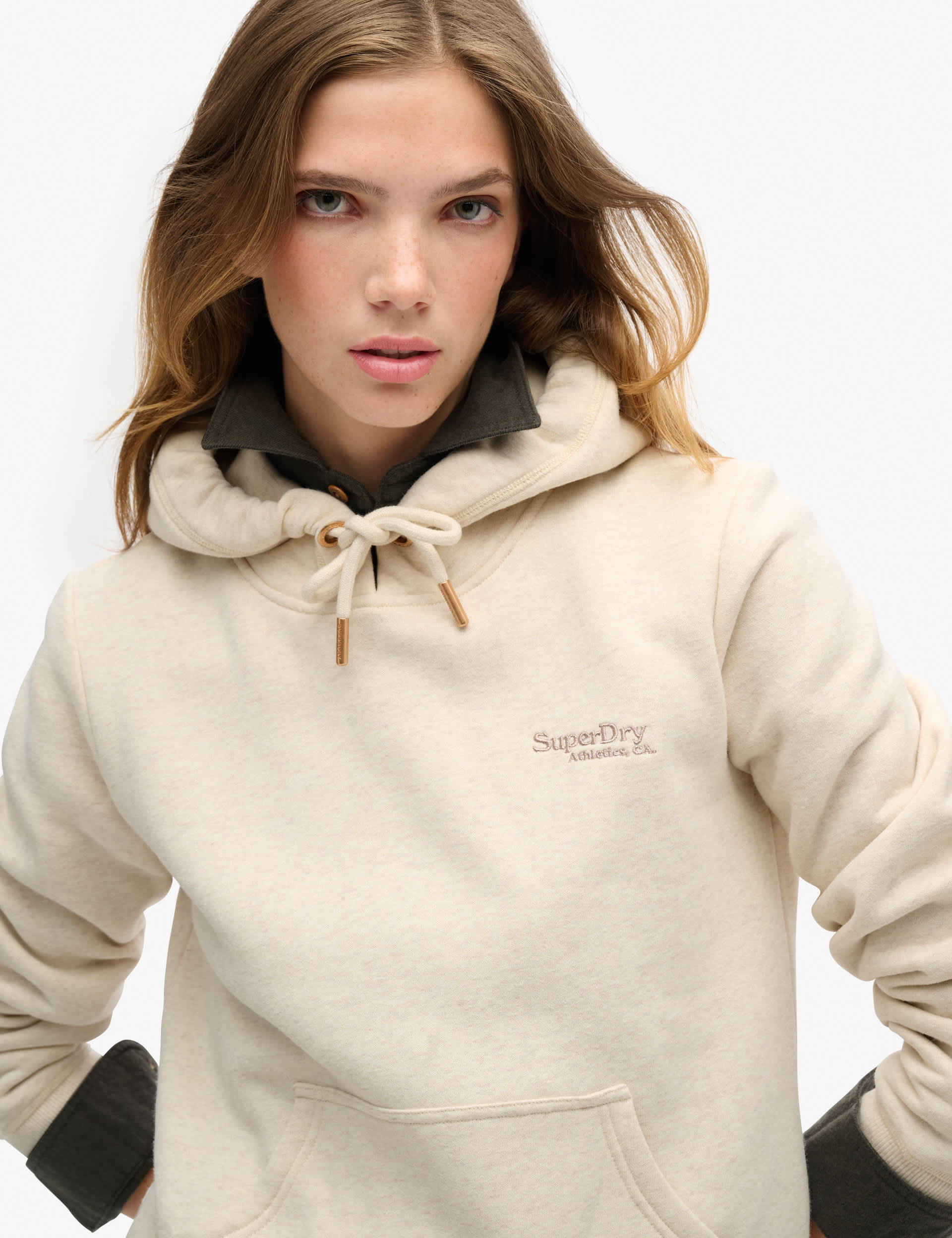 Superdry Women's Cotton Rich Hoodie - 14 - Beige, Grey,Tan,Beige