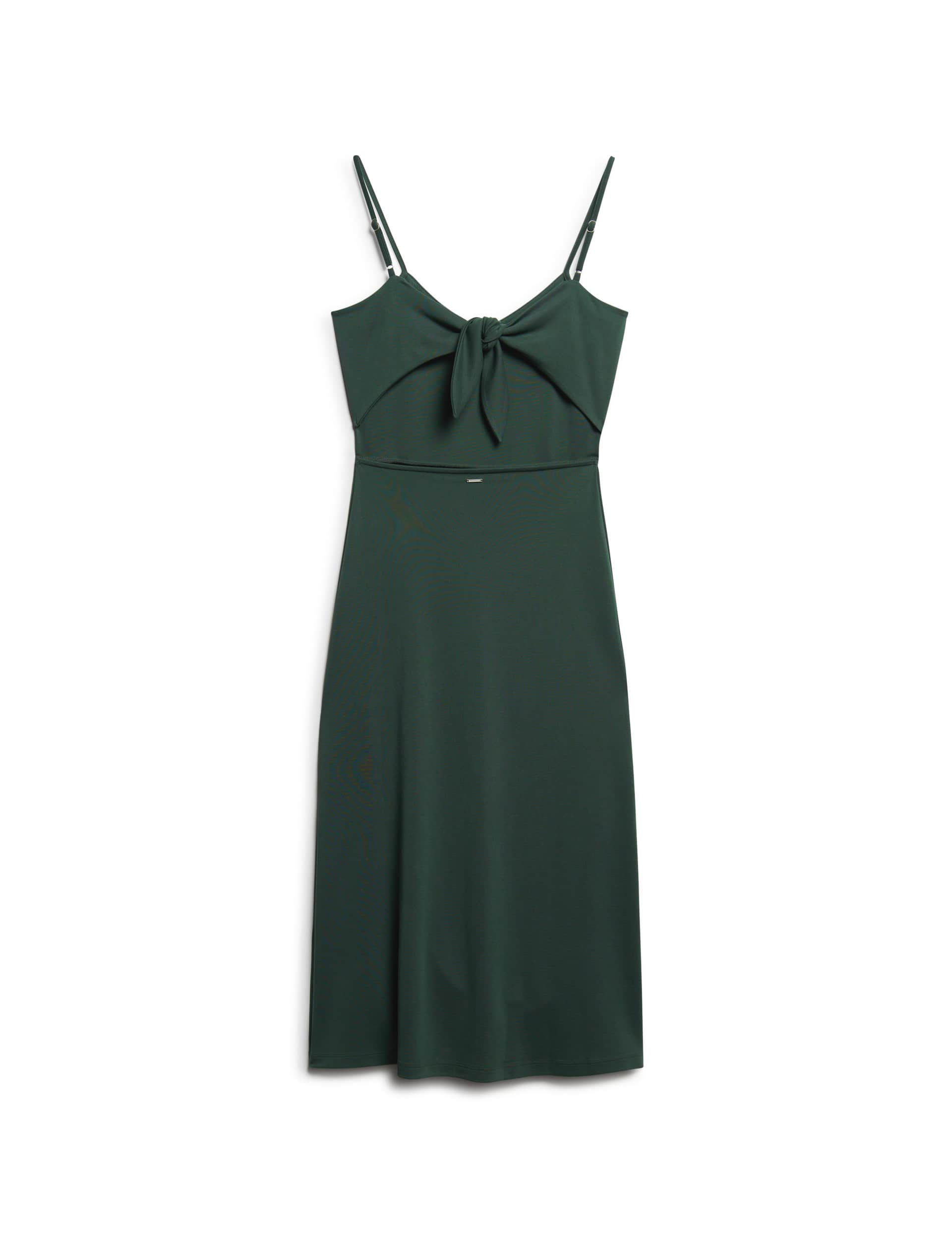 Superdry Women's Jersey V-Neck Cut Out Detail Midi Slip Dress - 14 - Dark Green, Black,Dark Green