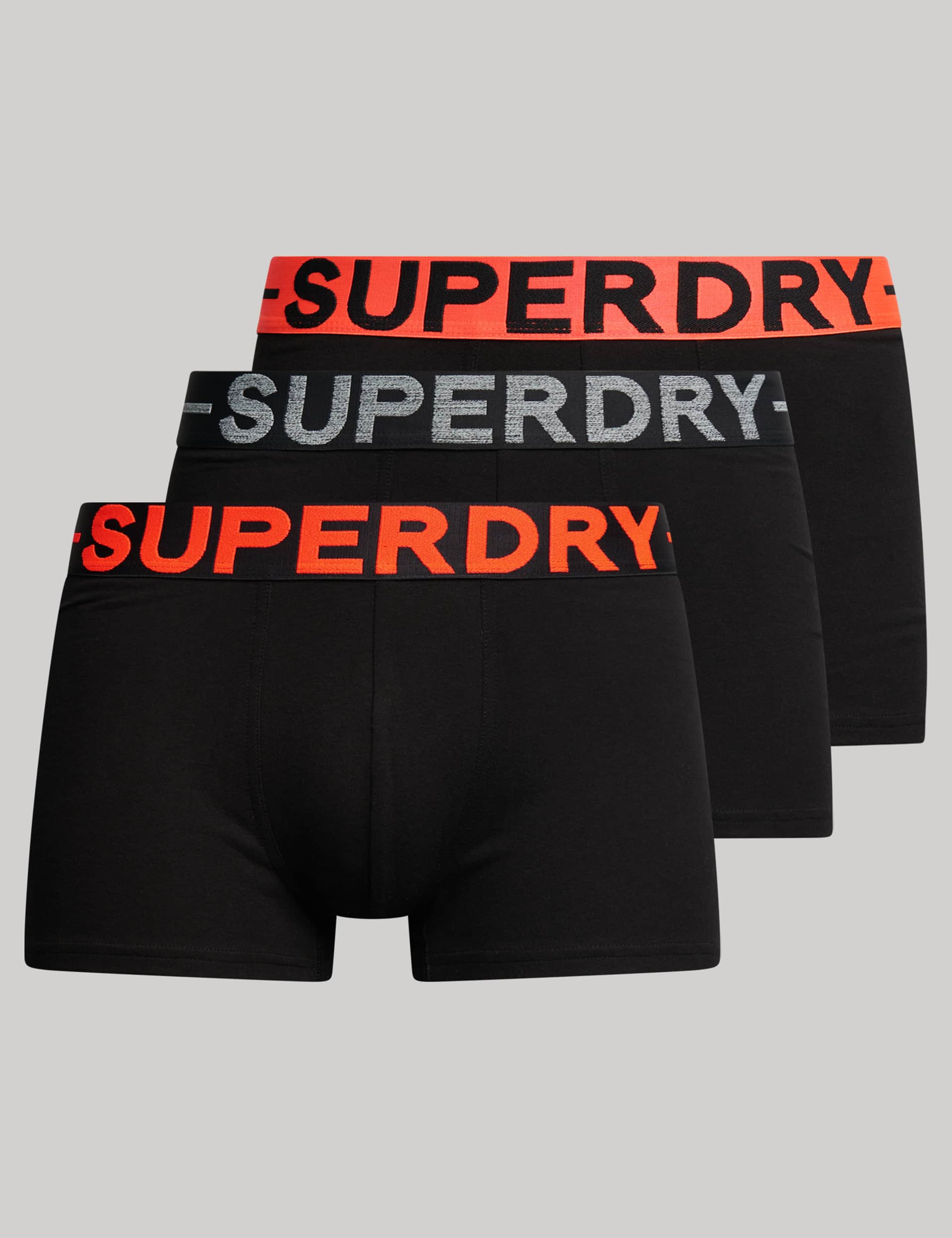 Superdry 3pk Cotton Rich Jersey Trunks - L - Black Mix, Black Mix,Orange Mix,Black,Navy