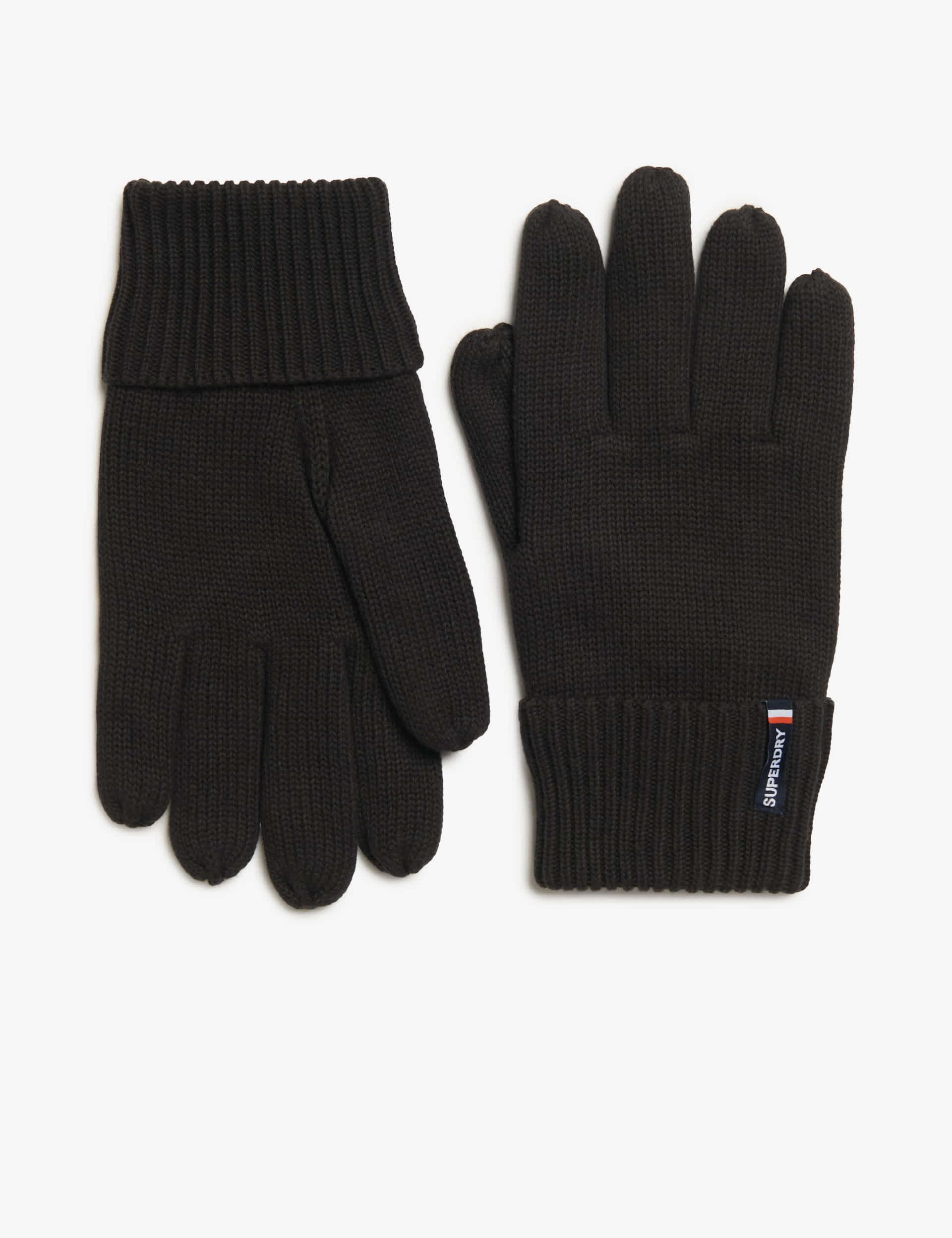 Superdry Men's Pure Cotton Knitted Gloves - Black, Black,Navy