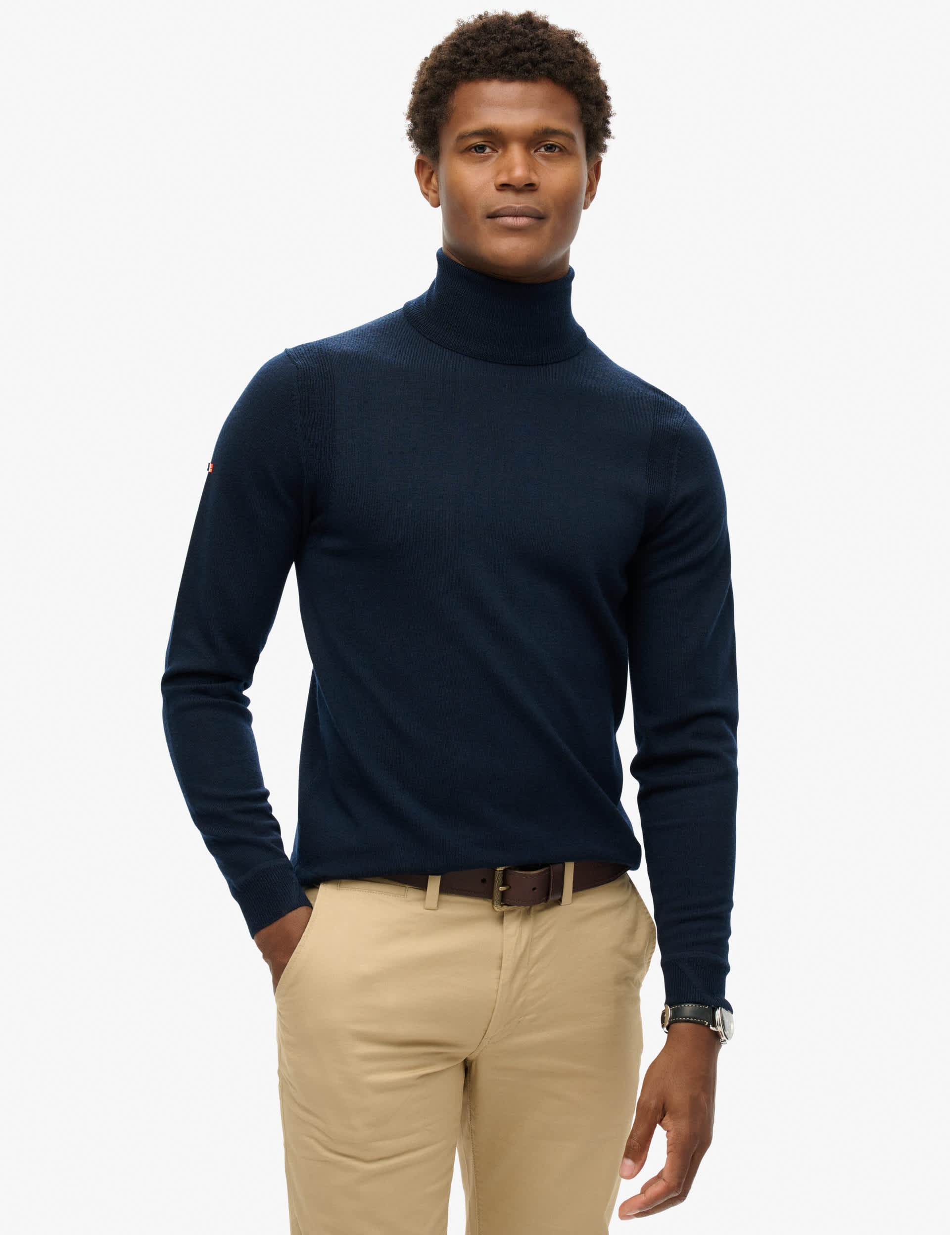 Superdry Men's Merino Wool Rich Roll Neck Jumper - Navy, Black,Navy