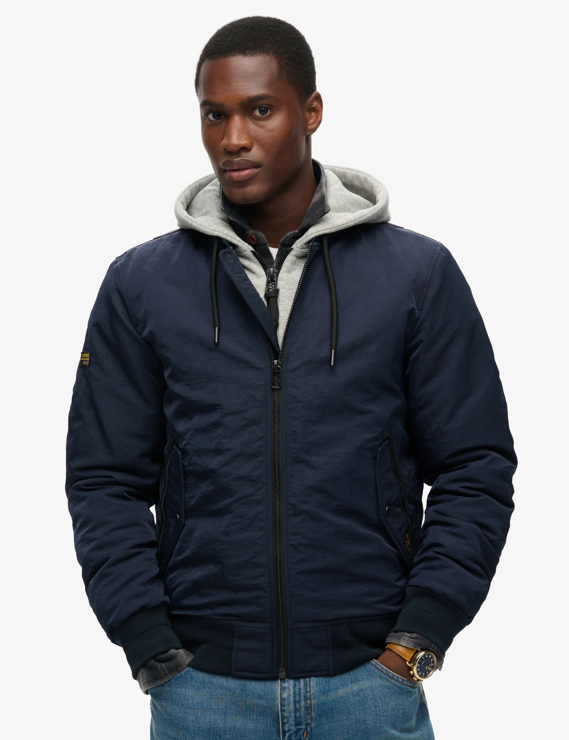 Superdry Men's Hooded Padded Utility Jacket - M - Navy, Navy