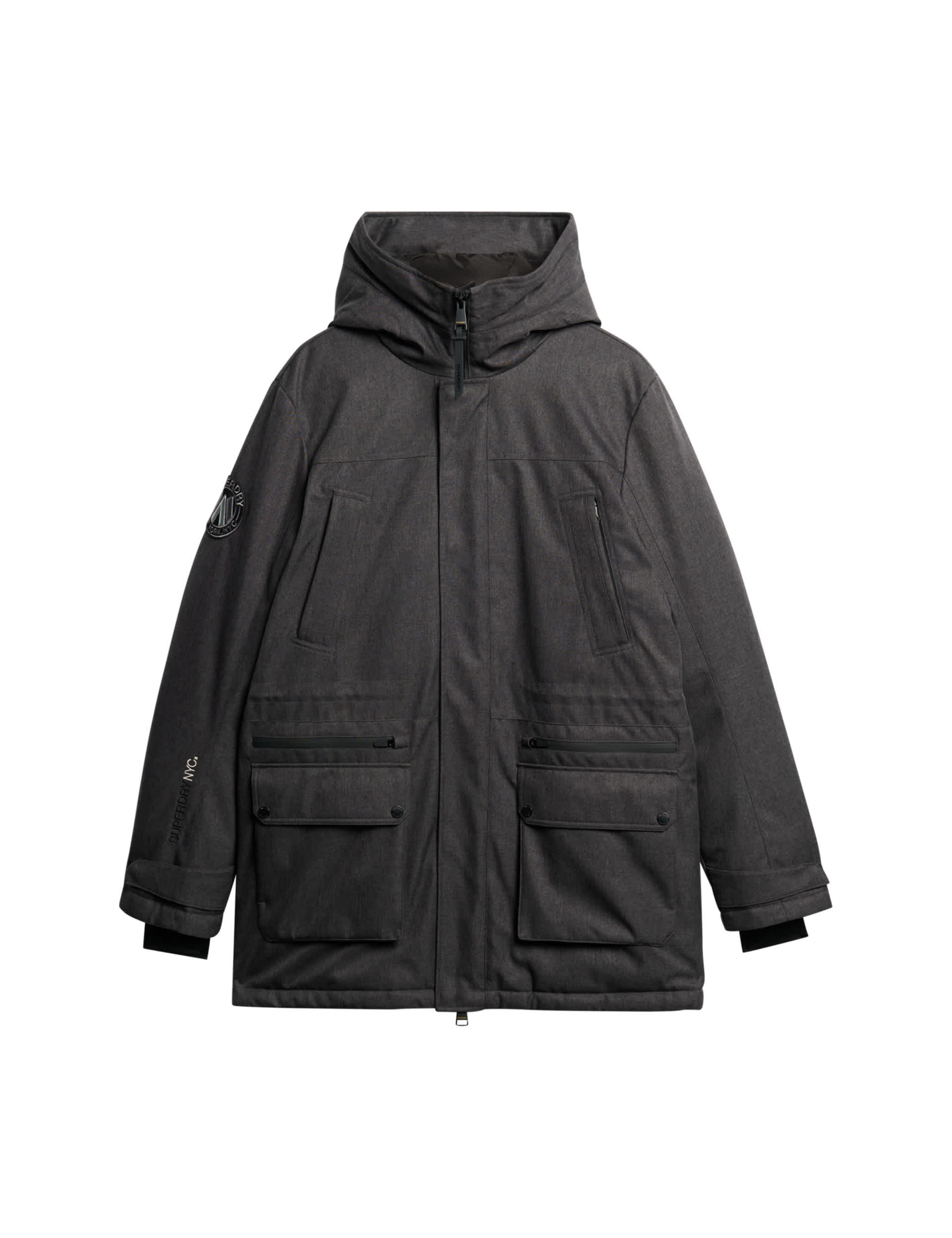 Superdry Men's Hooded Padded Parka Jacket - M - Dark Grey, Dark Grey