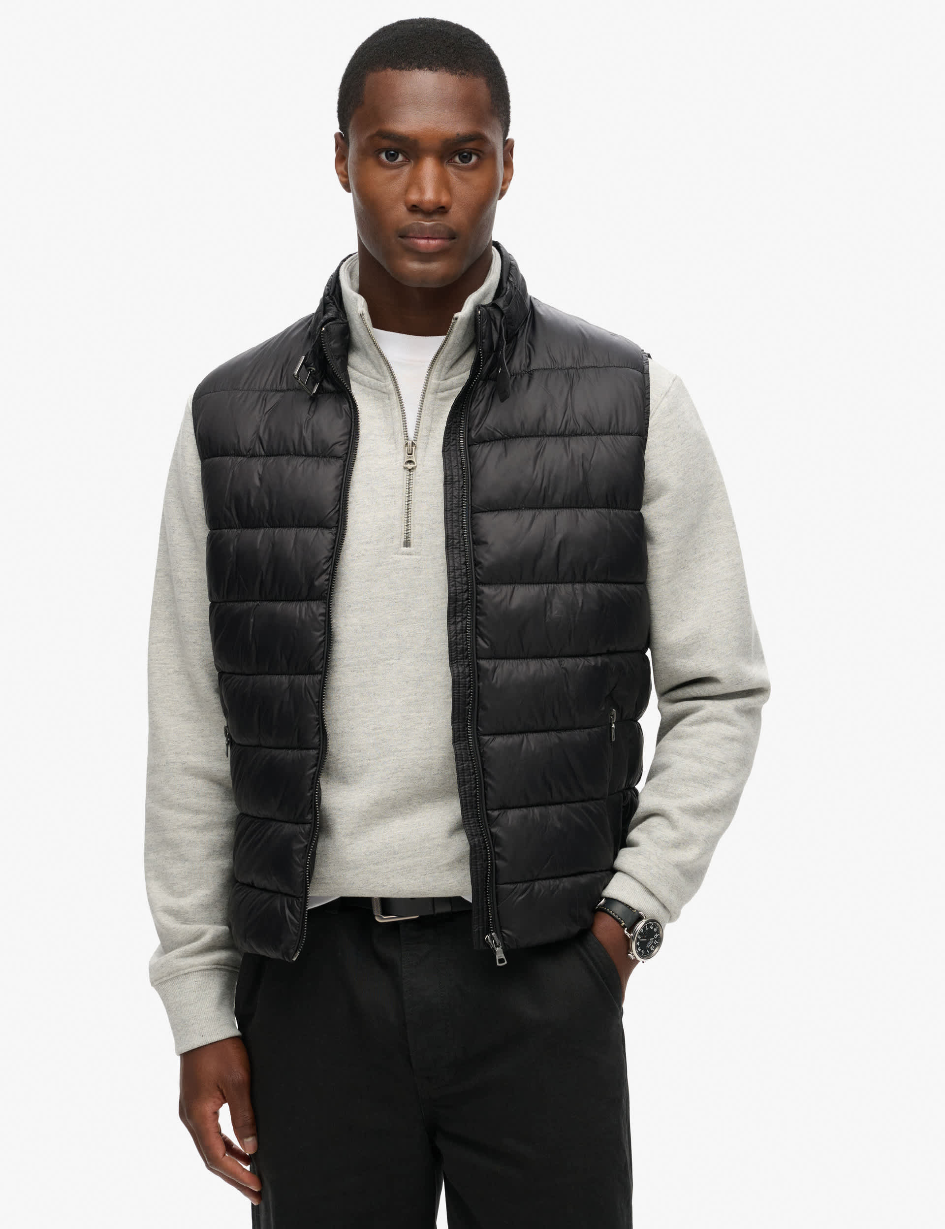 Superdry Men's Padded Gilet - Black, Black,Beige