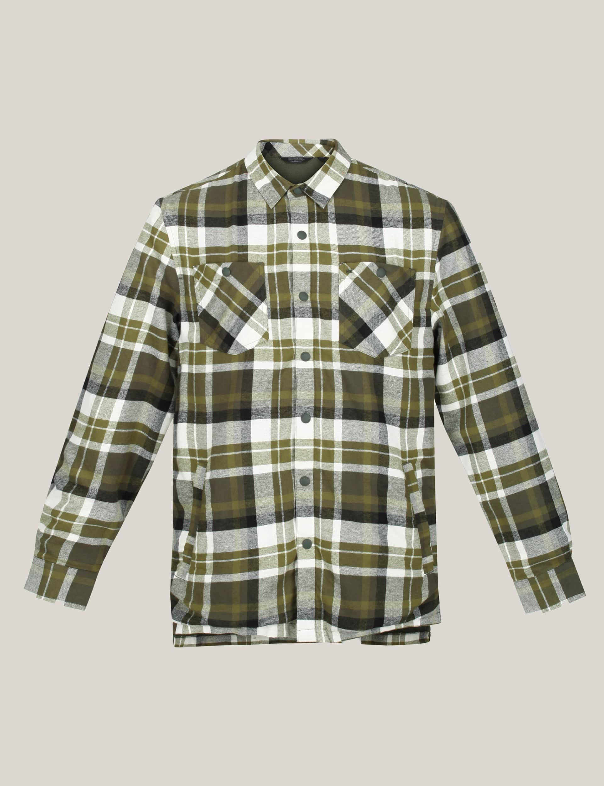 Regatta Men's Thamos Cotton Blend Check Flannel Overshirt - Green, Green Mix,Blue Mix,Green