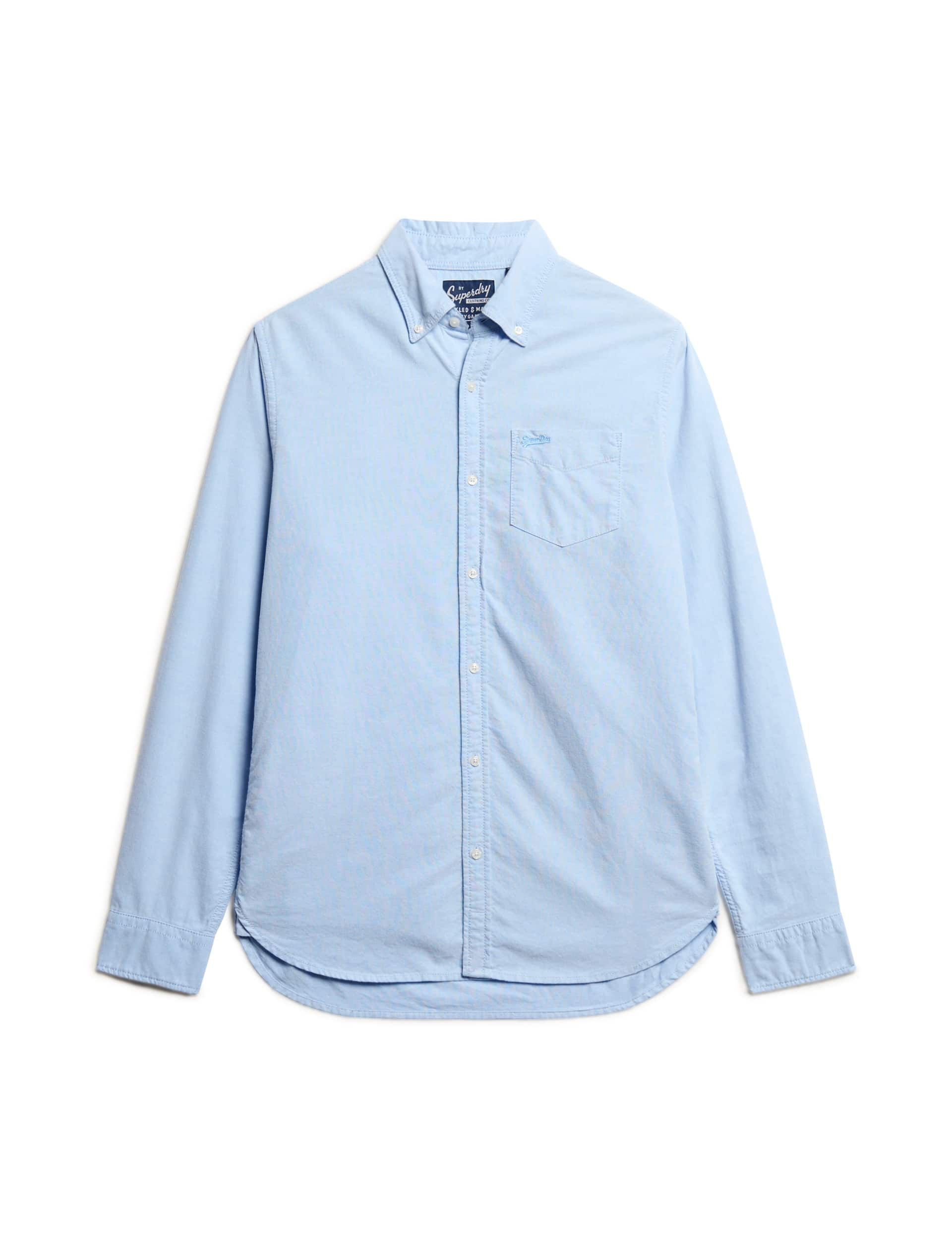 Superdry Men's Pure Cotton Oxford Shirt - L - Blue, Blue