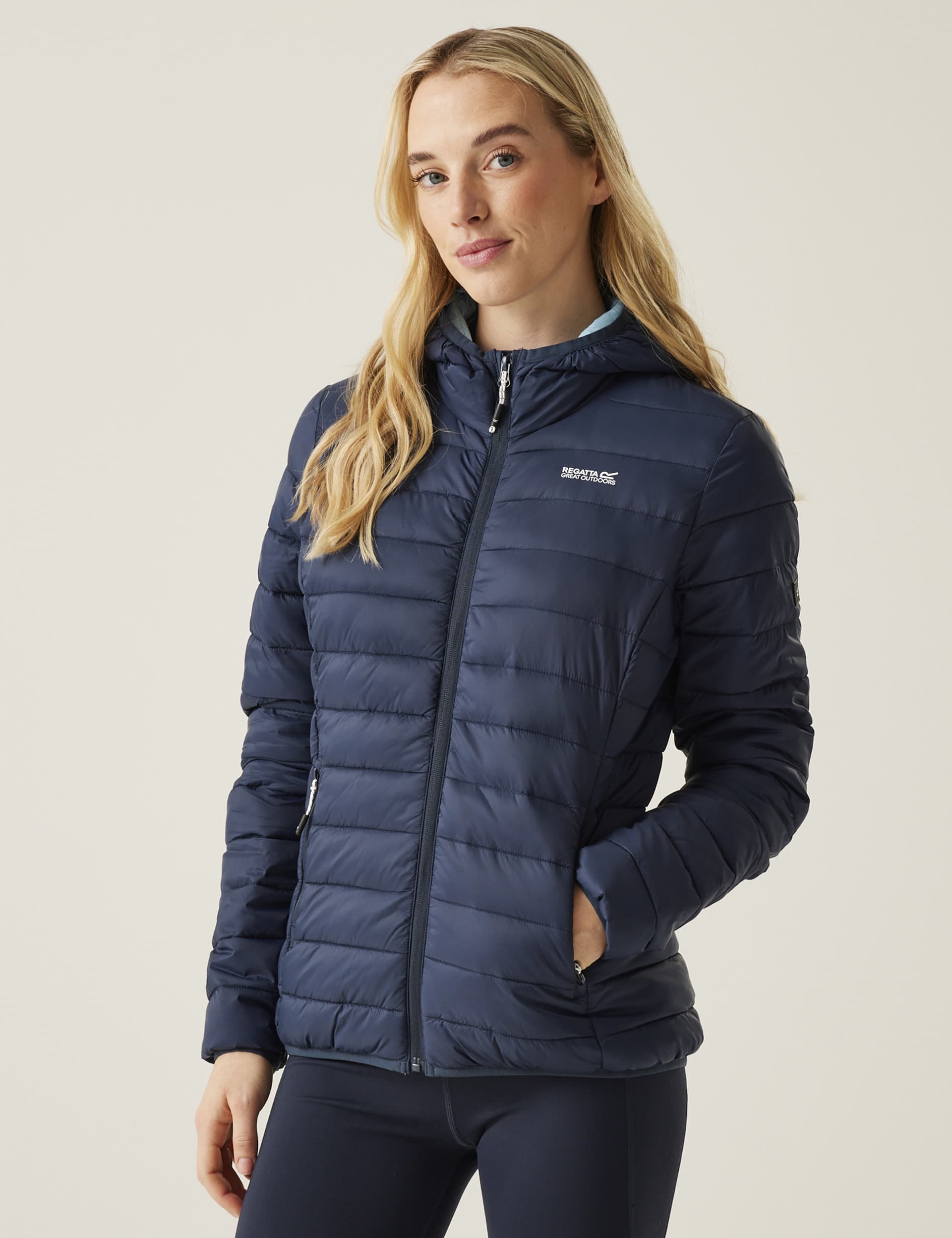 Regatta Women's Marizion Water-Repellent Hooded Padded Coat - 14 - Navy, Navy,Beige