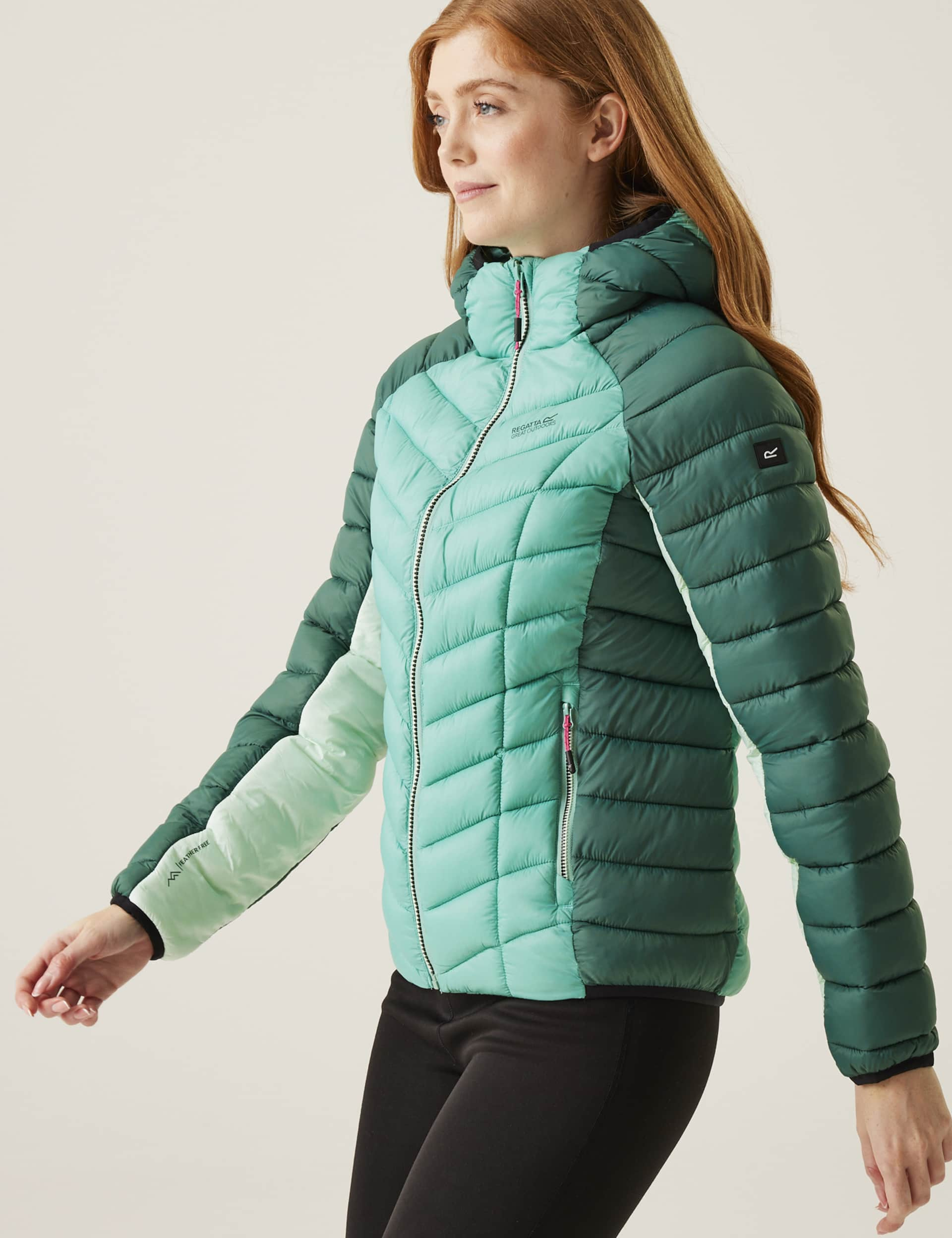 Regatta Women's Dalent Water Repellent Hooded Padded Coat - 14 - Green Mix, Green Mix,Blue Mix