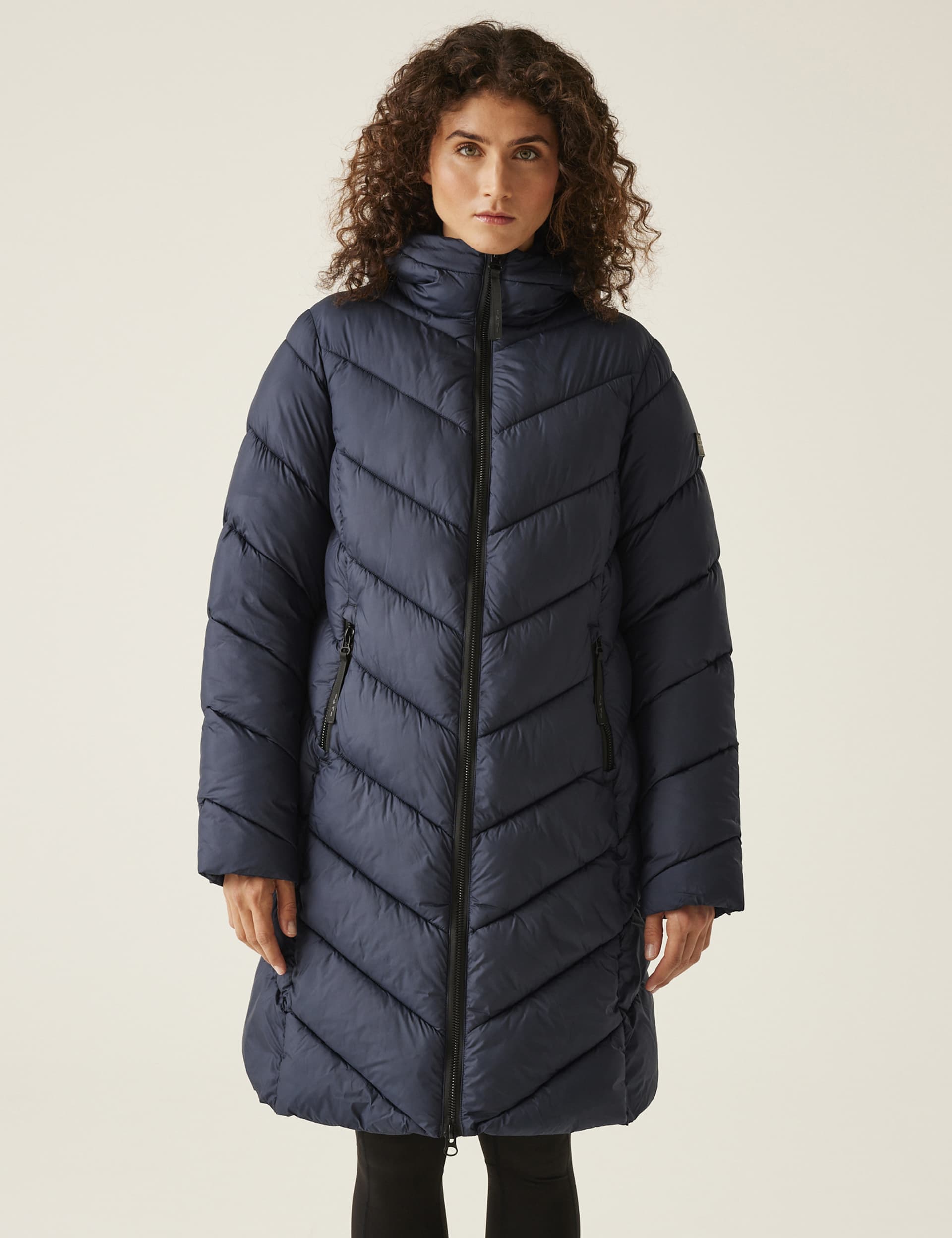 Regatta Women's Andia II Water-Repellent Padded Longline Coat - 12 - Navy, Navy,Black