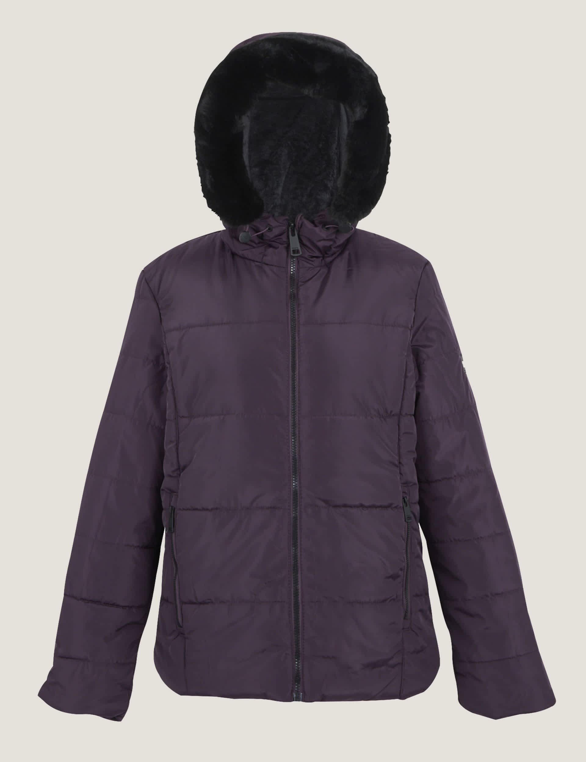 Regatta Women's Winnie Baffle Padded Hooded Raincoat - 12 - Purple, Brown,Purple,Navy,Black