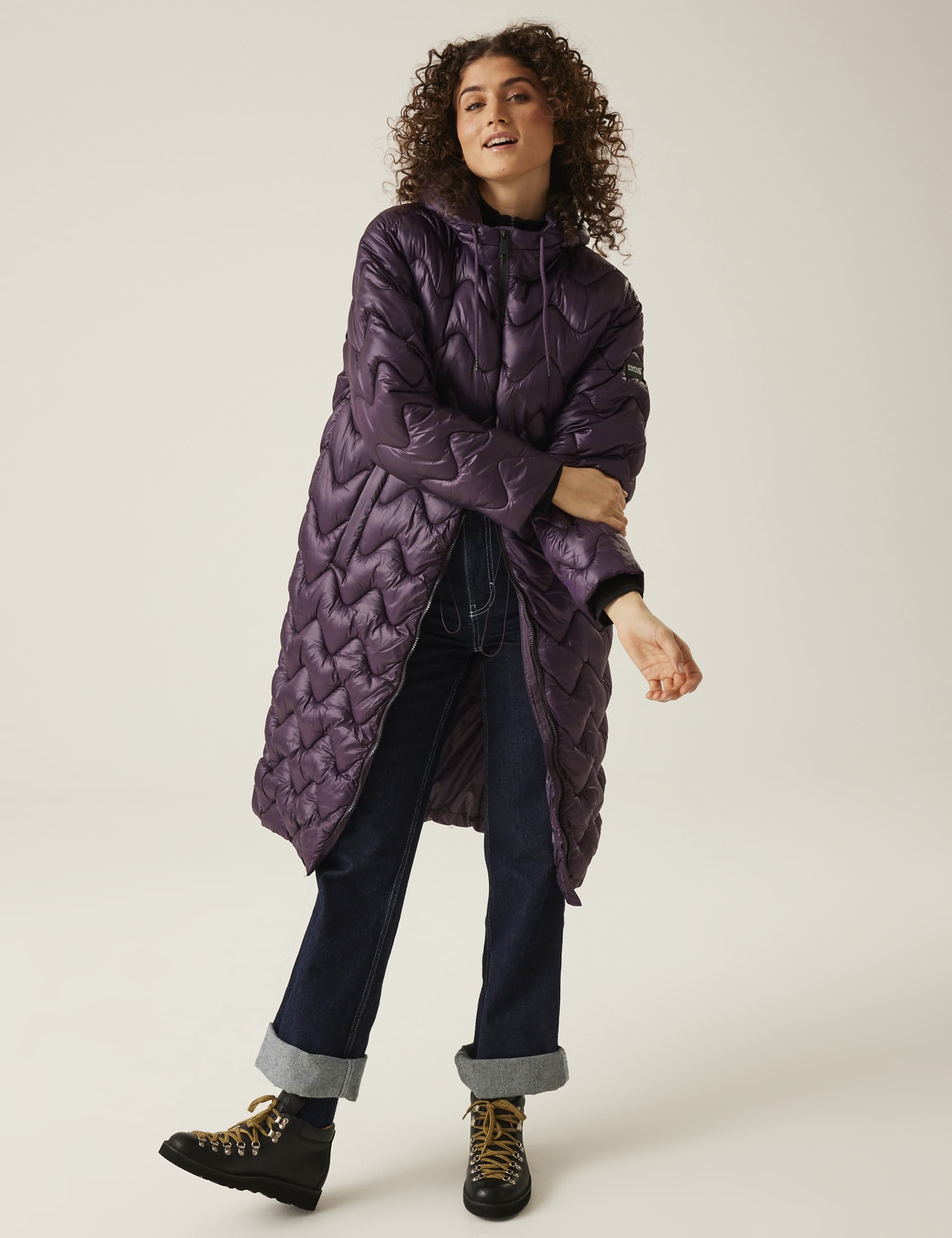 Regatta Women's Cambrie II Quilted Hooded Longline Coat - 12 - Purple, Purple,Khaki,Black