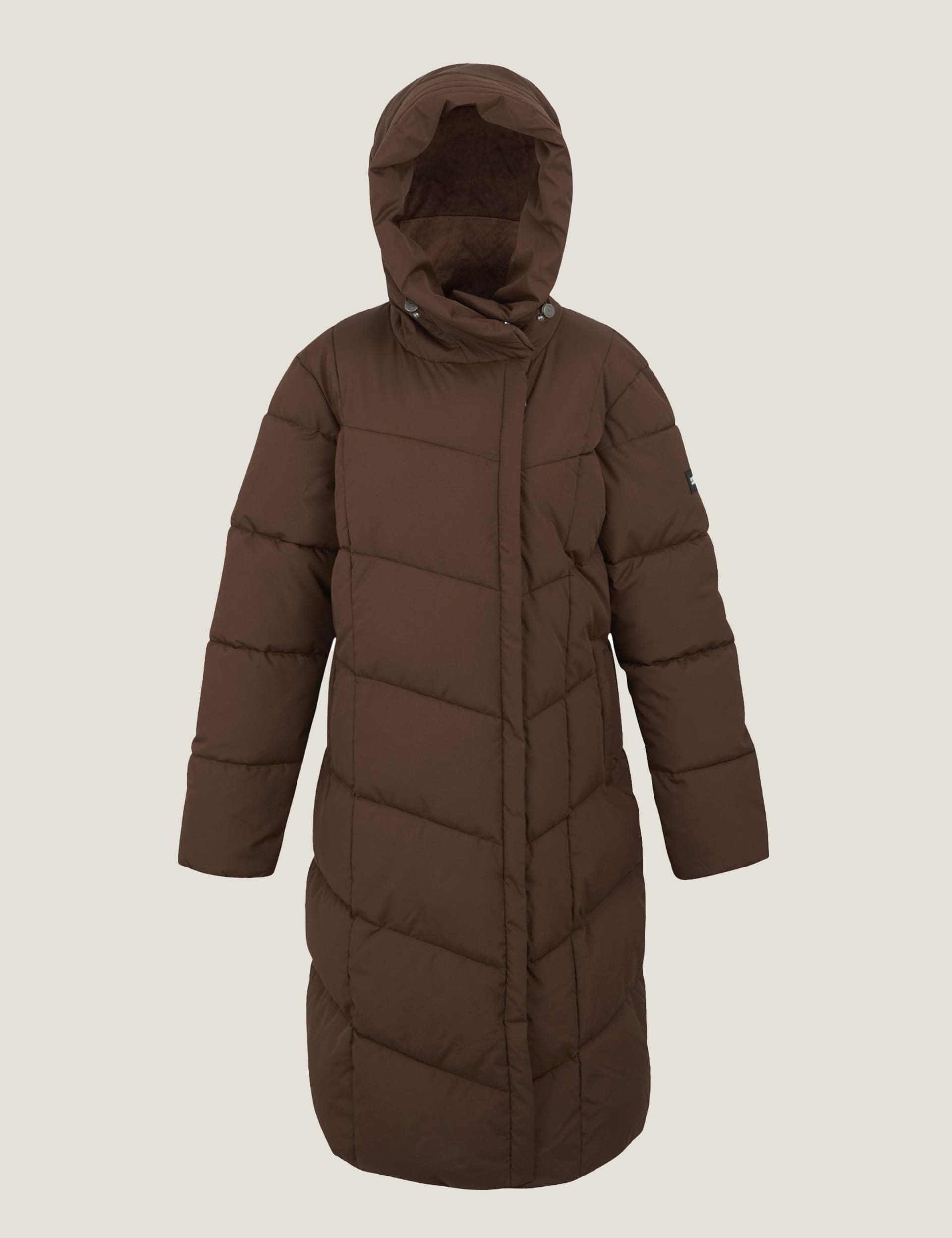 Regatta Women's Nurie Hooded Quilted Padded Longline Coat - 18 - Brown, Brown