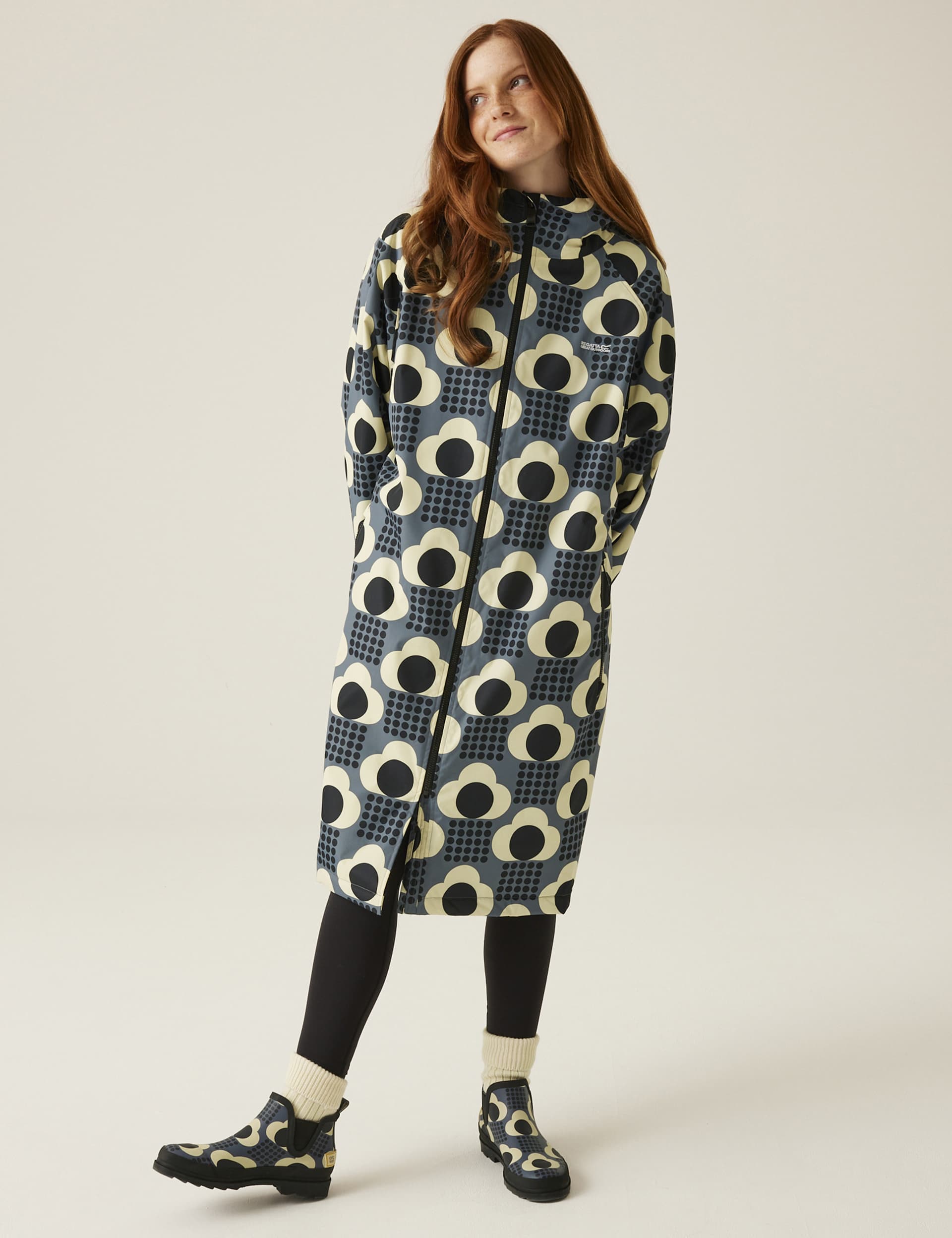 Regatta Women's Orla Kiely Printed Hooded Changing Robe - Grey Mix, Blue Mix,Grey Mix