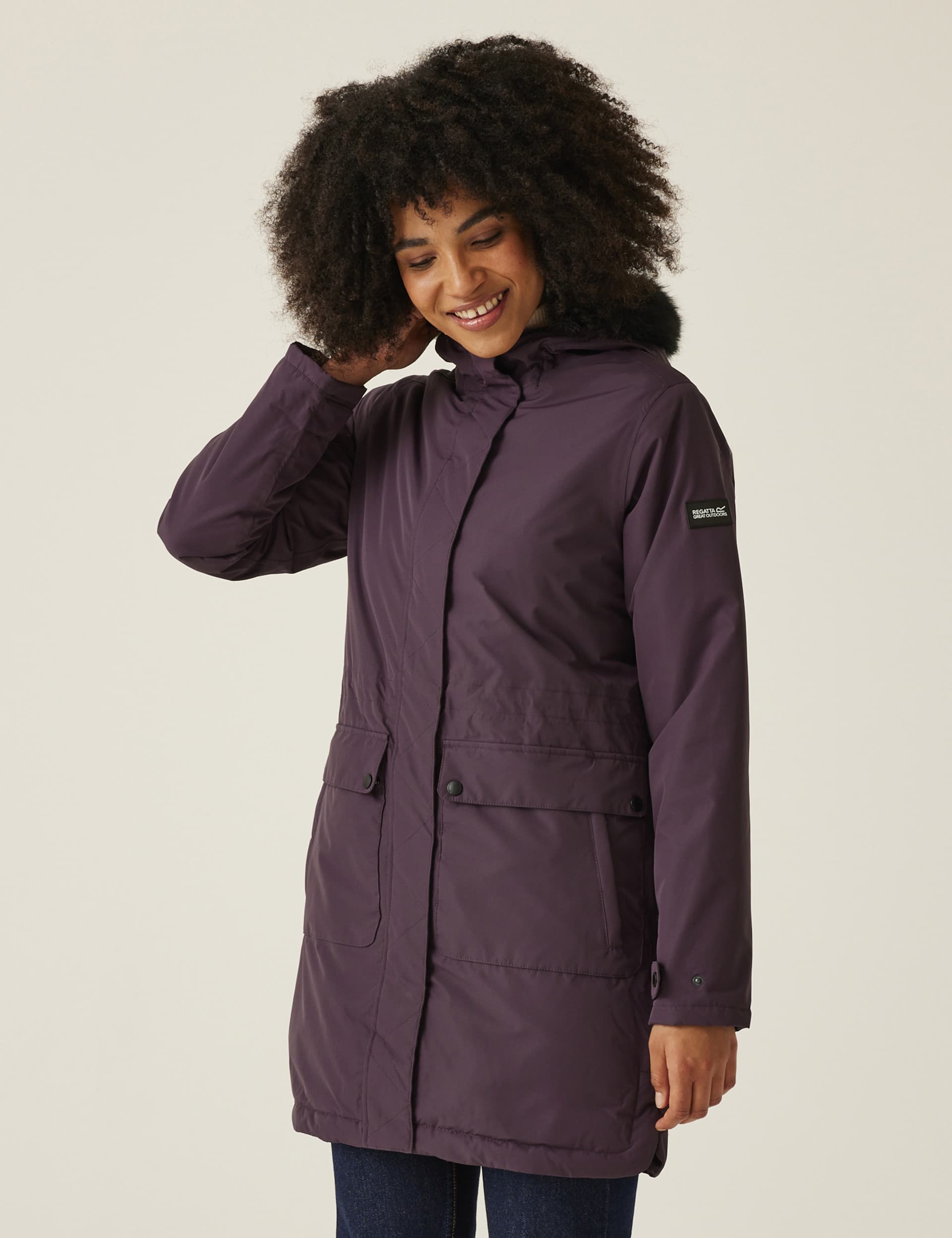 Regatta Women's Sabinka II Waterproof Hooded Parka Coat - 10 - Purple, Purple,Black