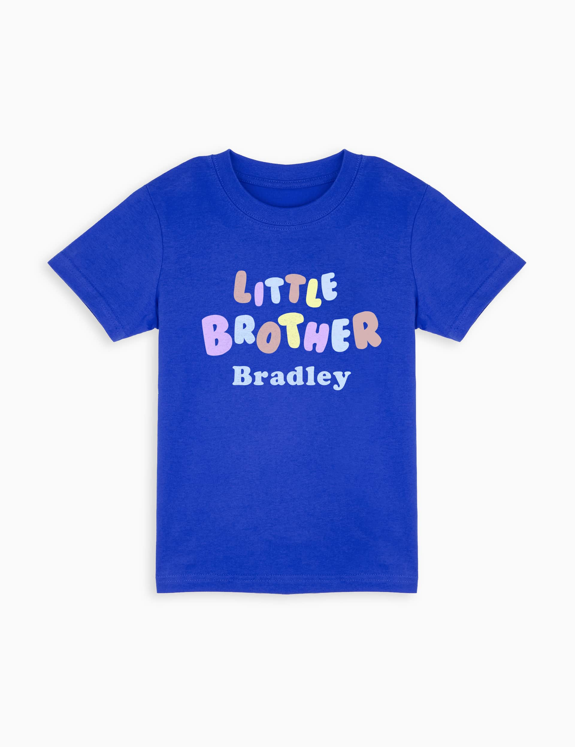 Dollymix Boys Personalised Little Brother T-Shirt (6 Mths-6 Yrs) - 2-3 Y - Blue, Blue