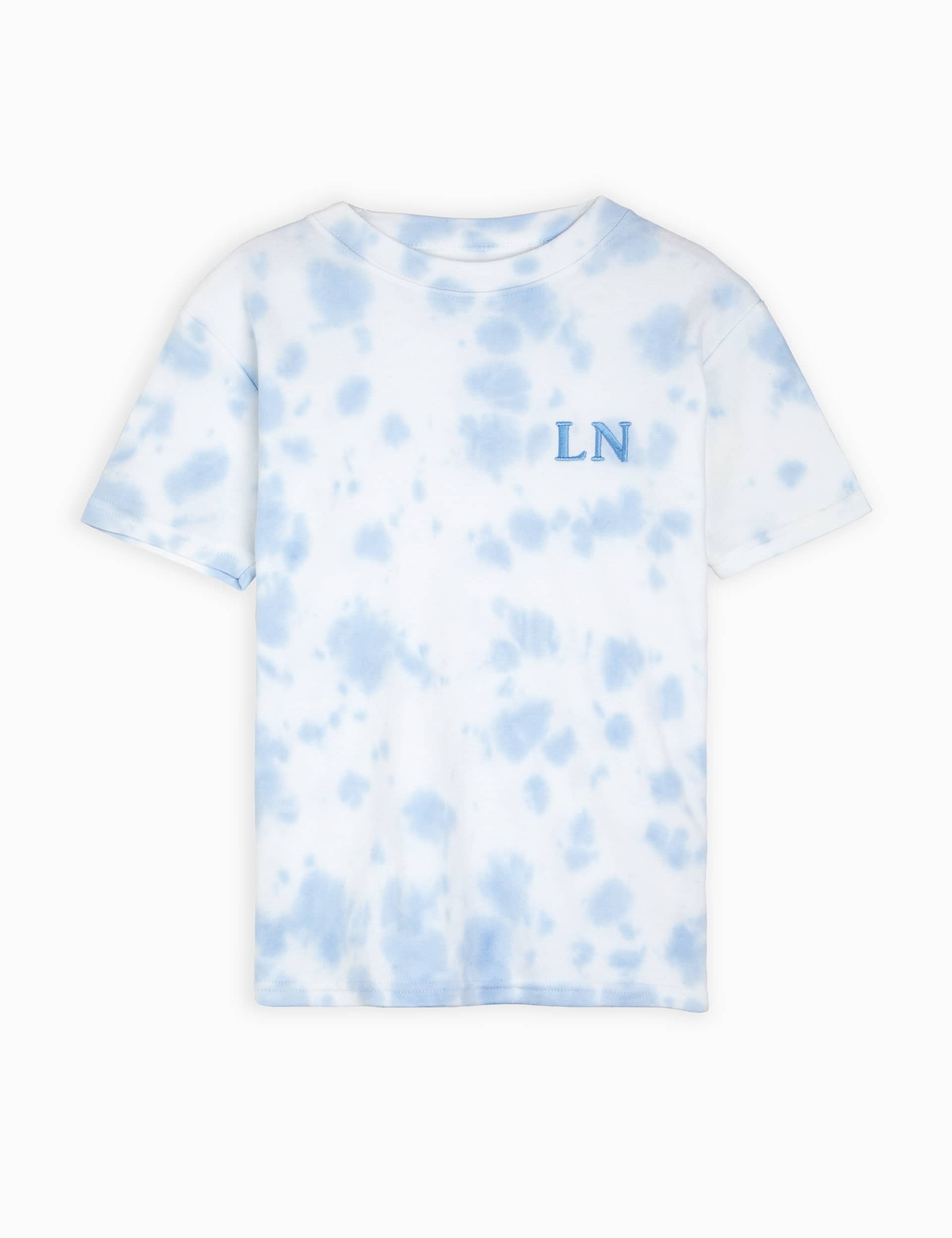 Dollymix Personalised Boys Tie Dye T-Shirt (0-6 Yrs) - 5-6 Y - Light Blue Mix, Light Blue Mix