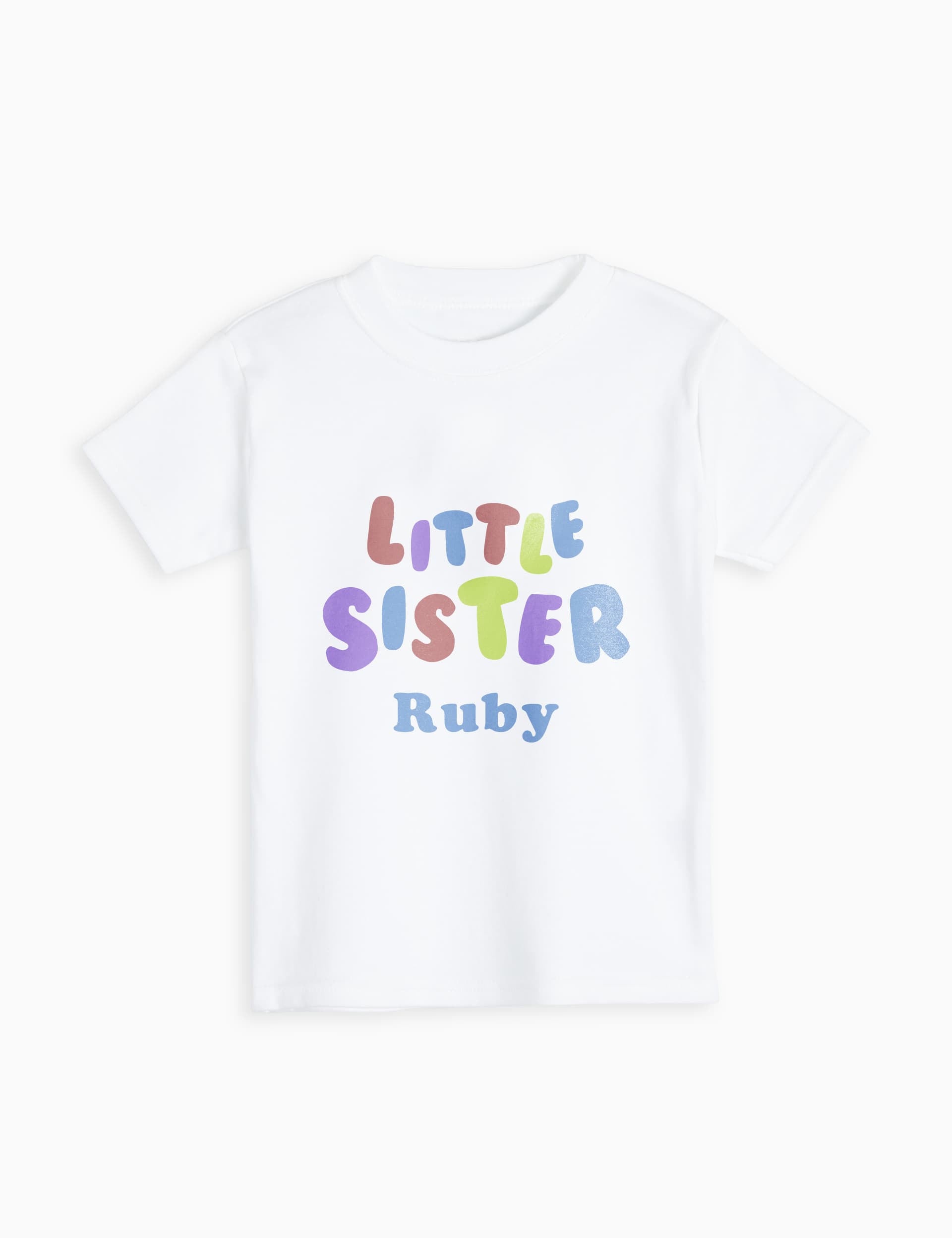 Dollymix Girls Personalised Little Sister T-Shirt (1-6 Yrs) - 2-3Y - White, White