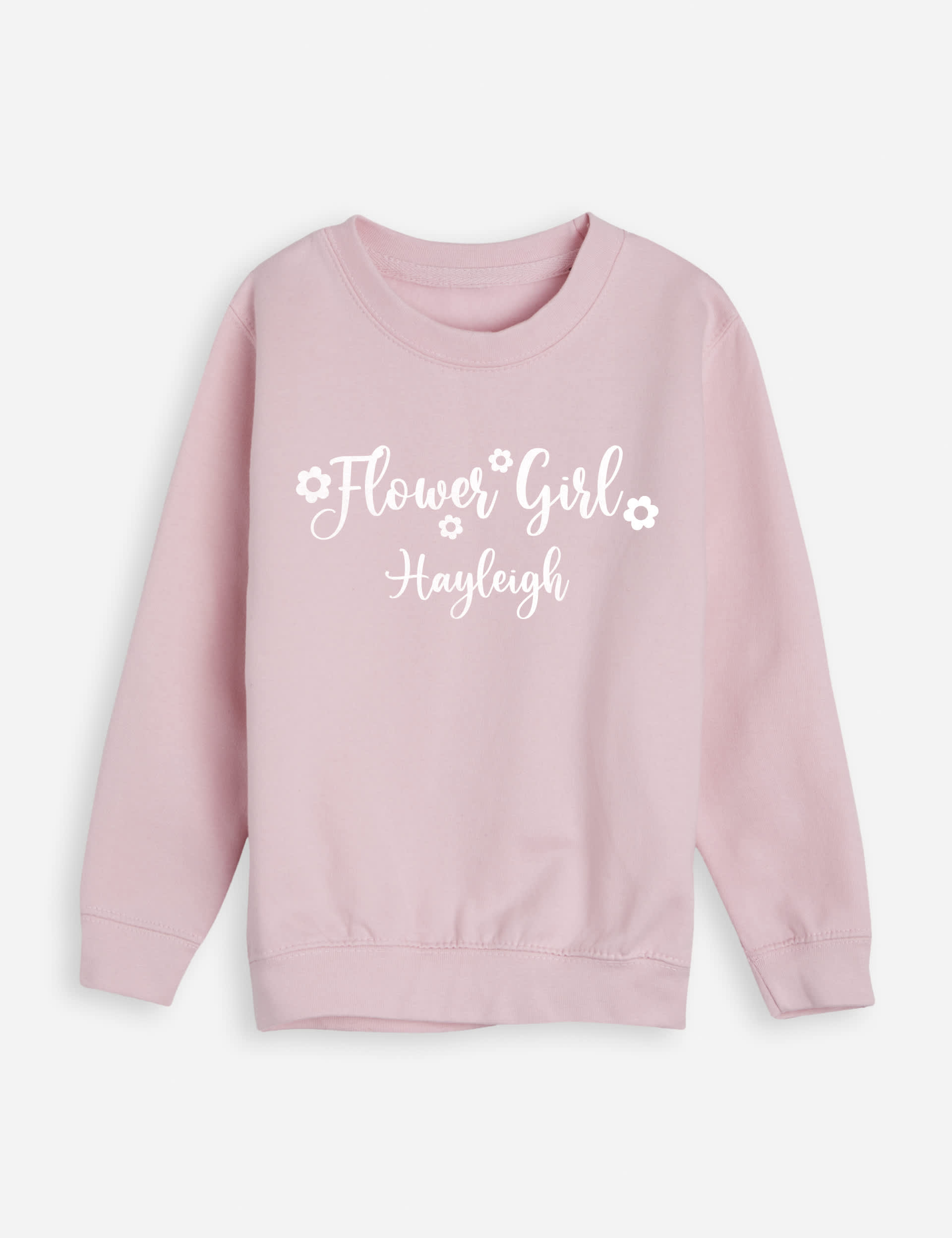 Dollymix Personalised Kids Flower Girls Sweatshirt (3-11 Yrs) - 7-8 Y - Pink, Pink