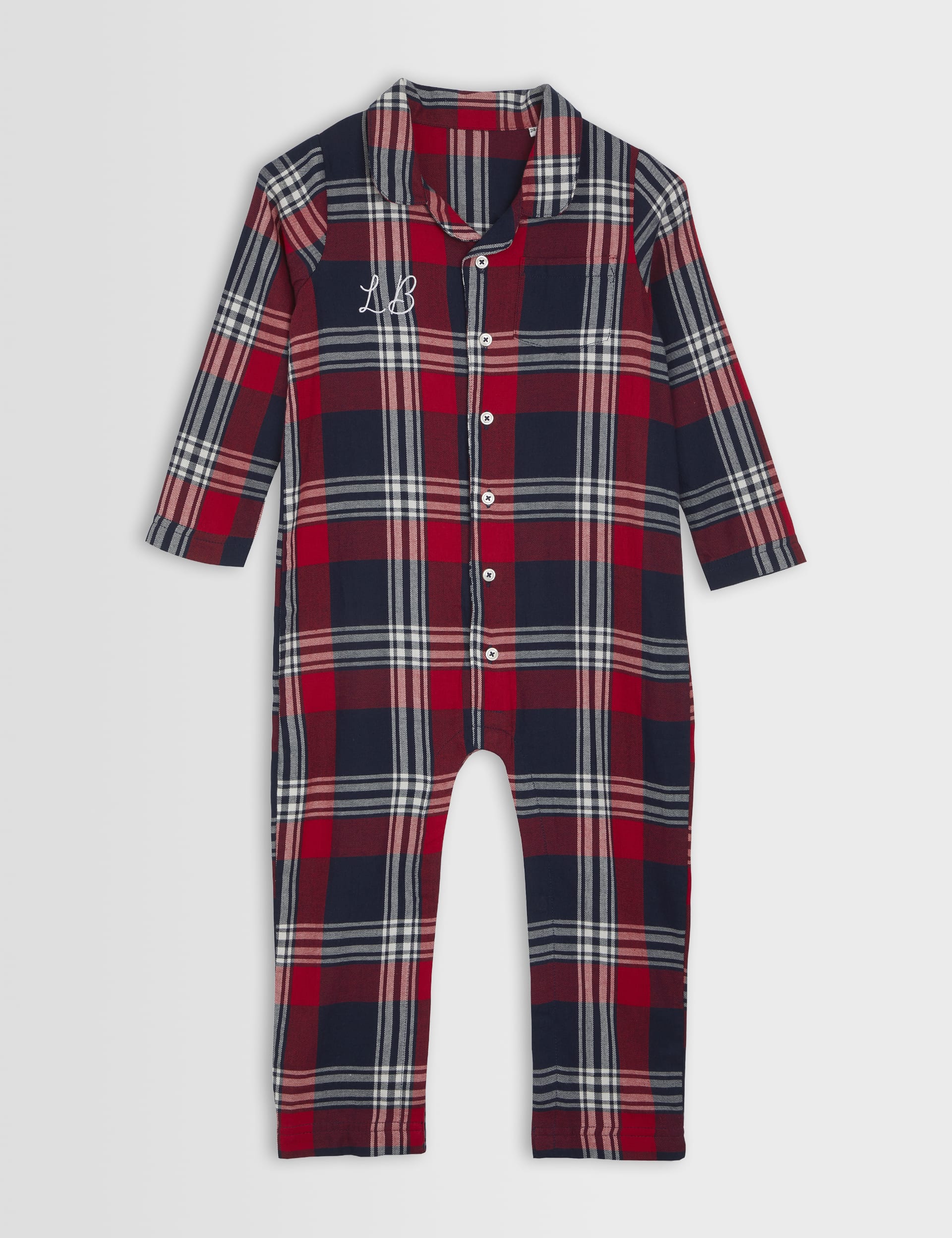 Dollymix Personalised Red Tartan Baby Romper (0-3 Yrs) - 12-18 - Red Mix, Red Mix