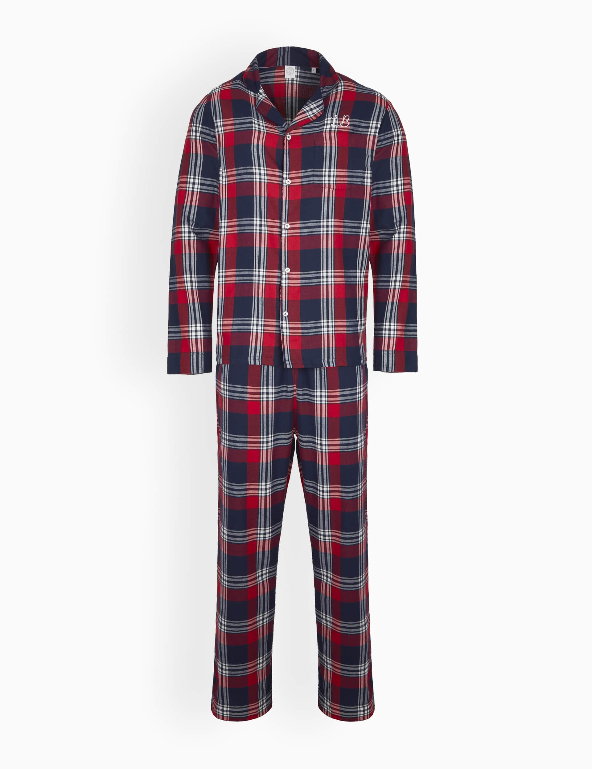 Dollymix Personalised Red Tartan Men's Pyjama Set - Red Mix, Red Mix