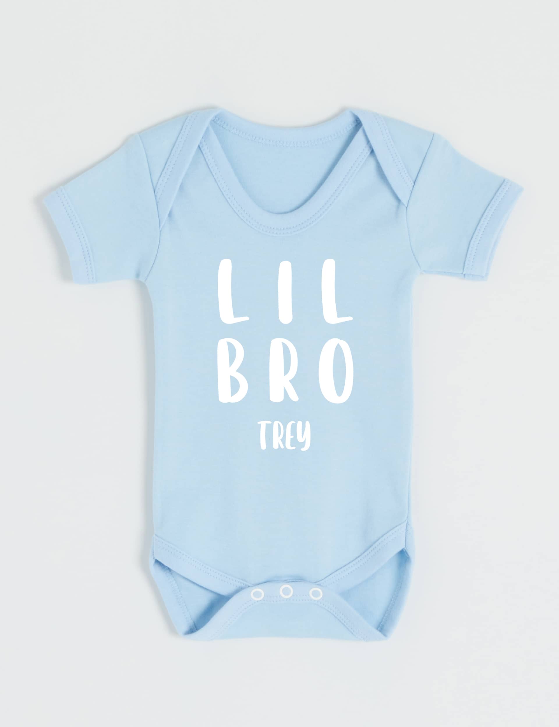 Dollymix Boys Personalised Lil Sibling Bodysuit (7lbs-6 Mths) - NB - Blue, Blue,Pink