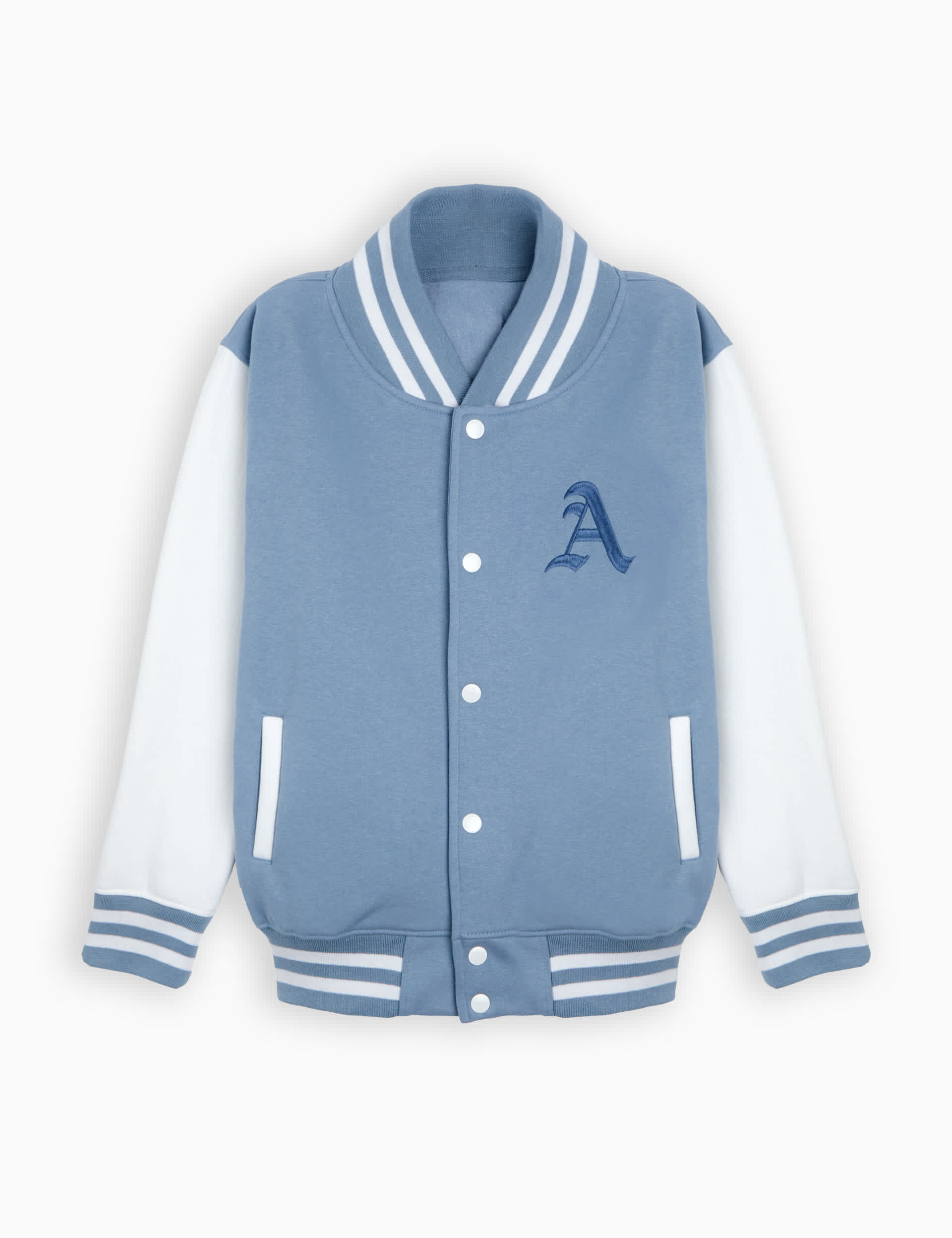 Dollymix Personalised Kids Varsity Jacket (1-8 Yrs) - 1-2Y - Light Blue, Black/Grey,Light Blue,Black