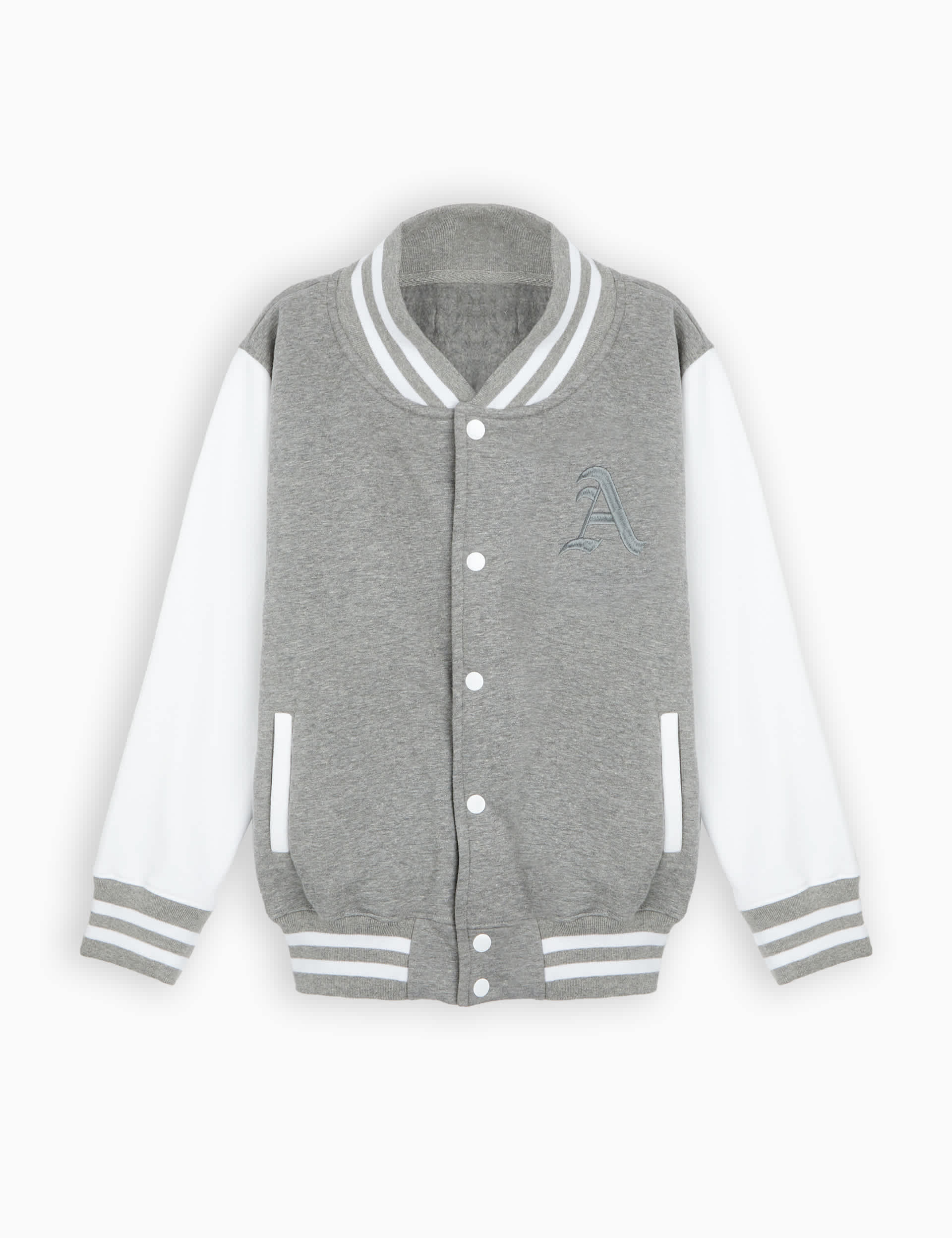 Dollymix Personalised Kids Varsity Jacket (1-8 Yrs) - 3-4 Y - Grey, Black/Grey,Light Blue,Black,Red,