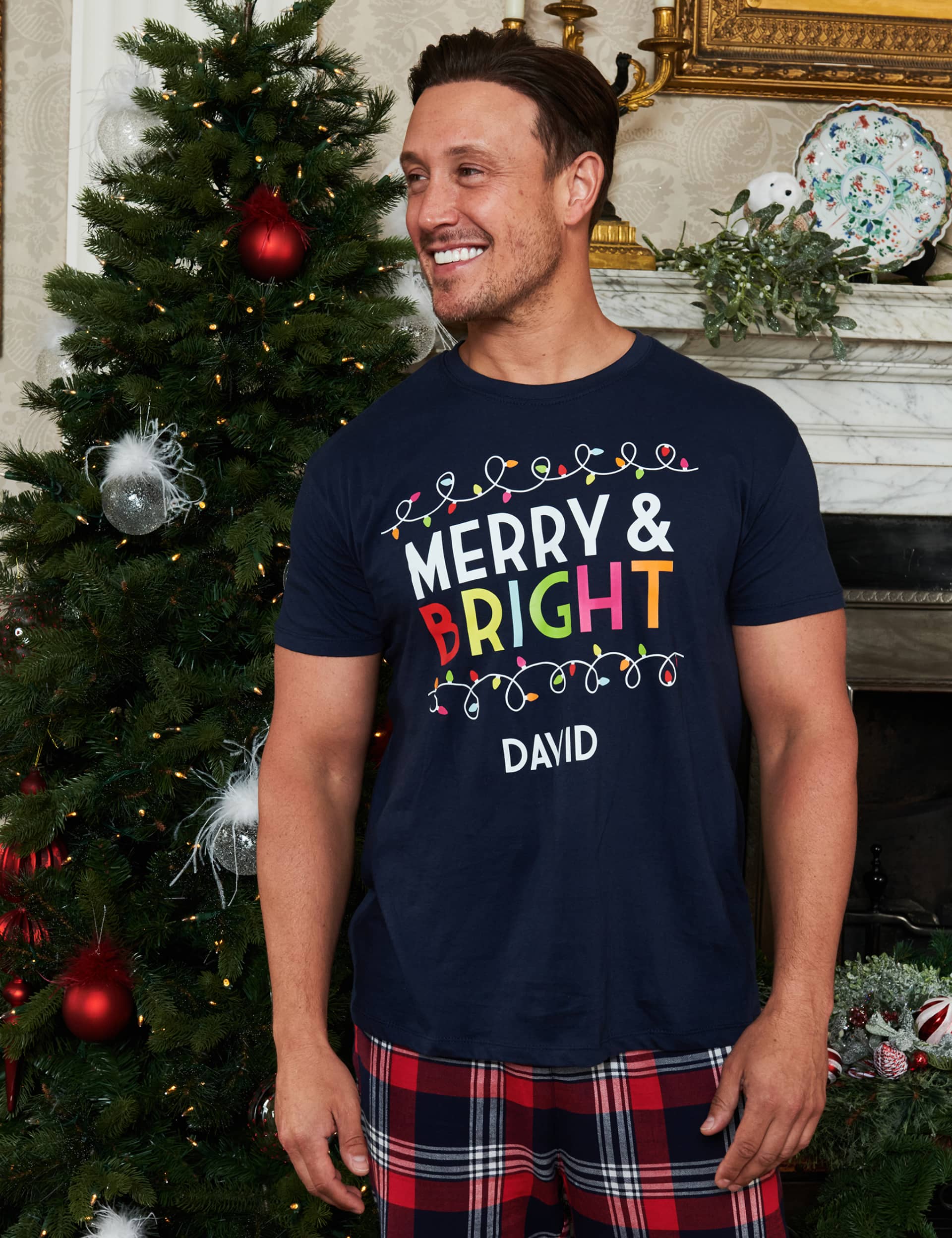 Dollymix Personalised Festive Men's Pyjamas - XXL - Navy, Navy