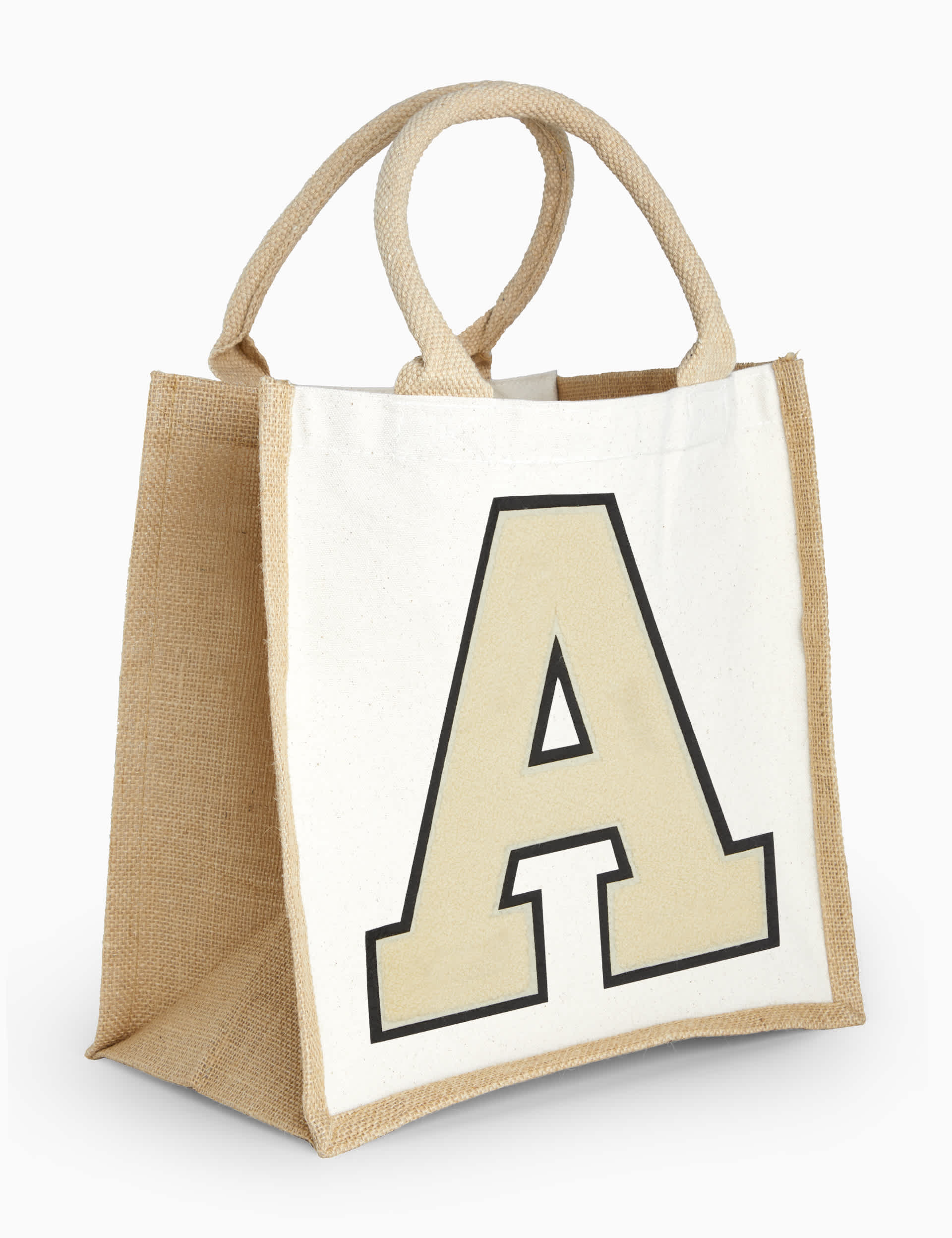 Alphabet Personalised Monogram Large Letter Jute Bag by Alphabet - Natural, Natural