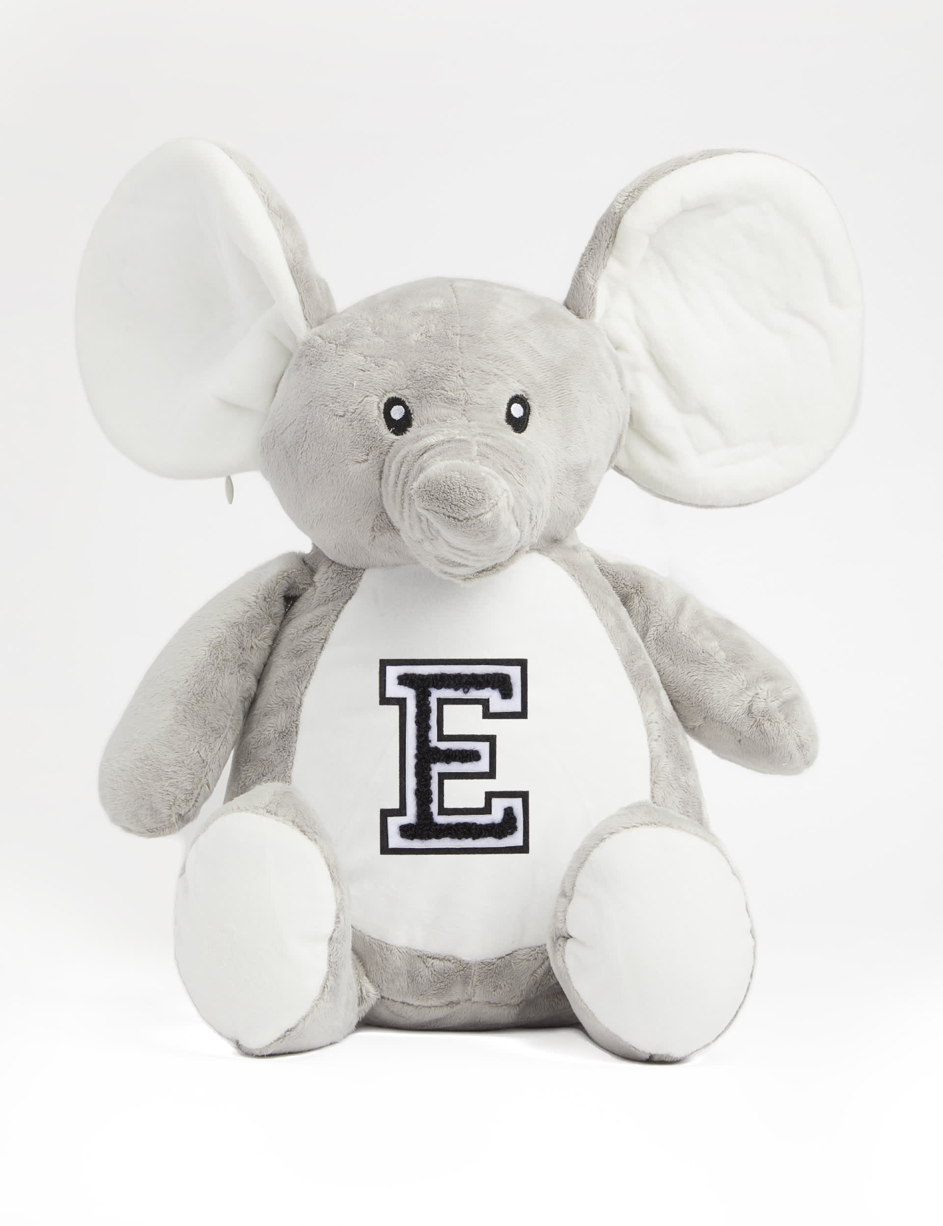 Alphabet Personalised Soft Plush Elephant - Grey, Grey