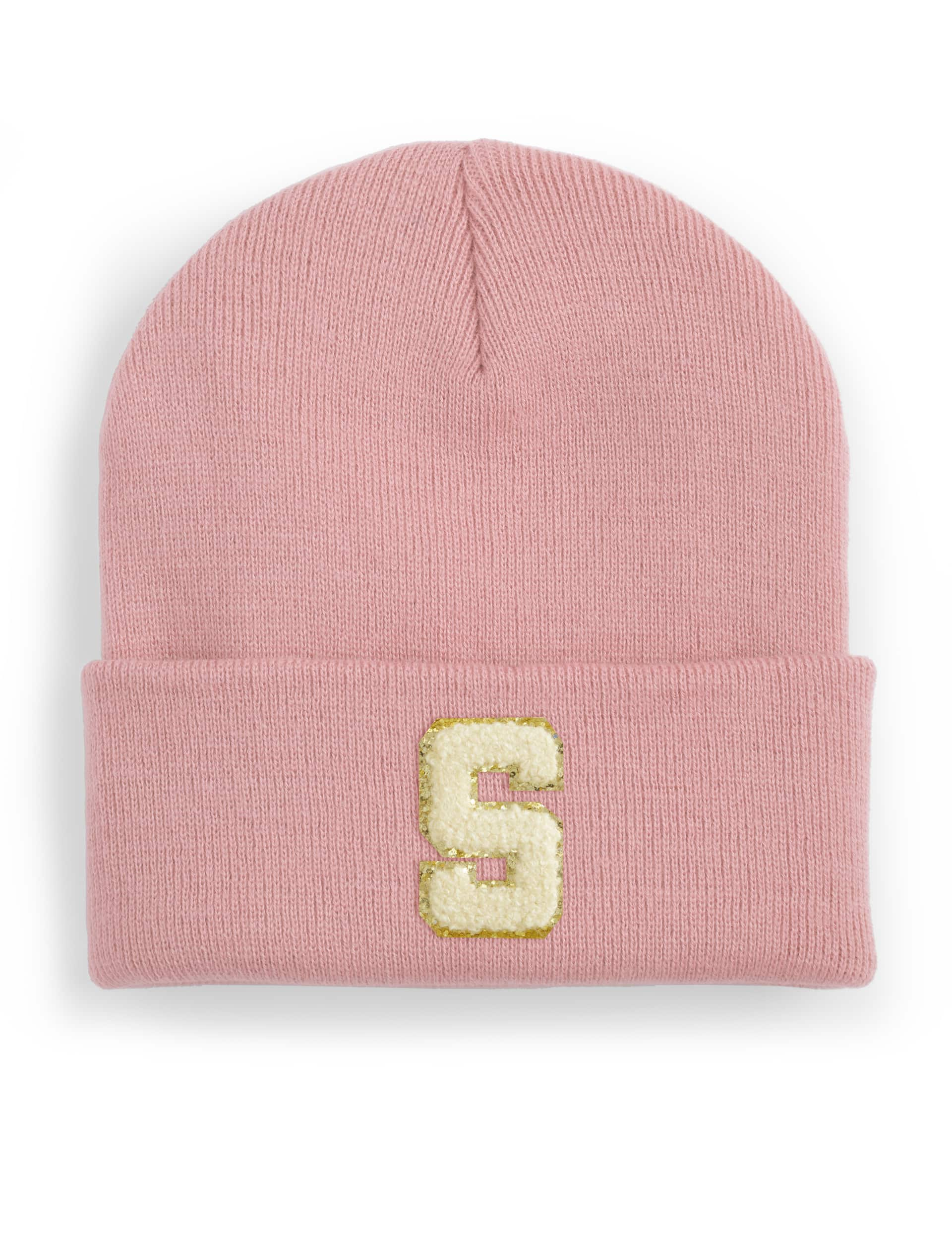 Alphabet Women's Personalised Ladies Cuffed Beanie - Pink, Pink