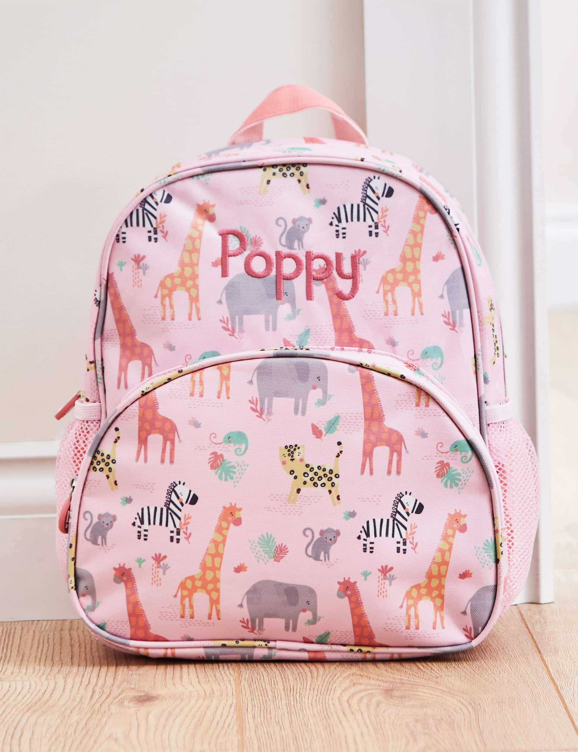 My 1St Years Girls Personalised Pink Safari Medium Backpack - Pink Mix, Pink Mix