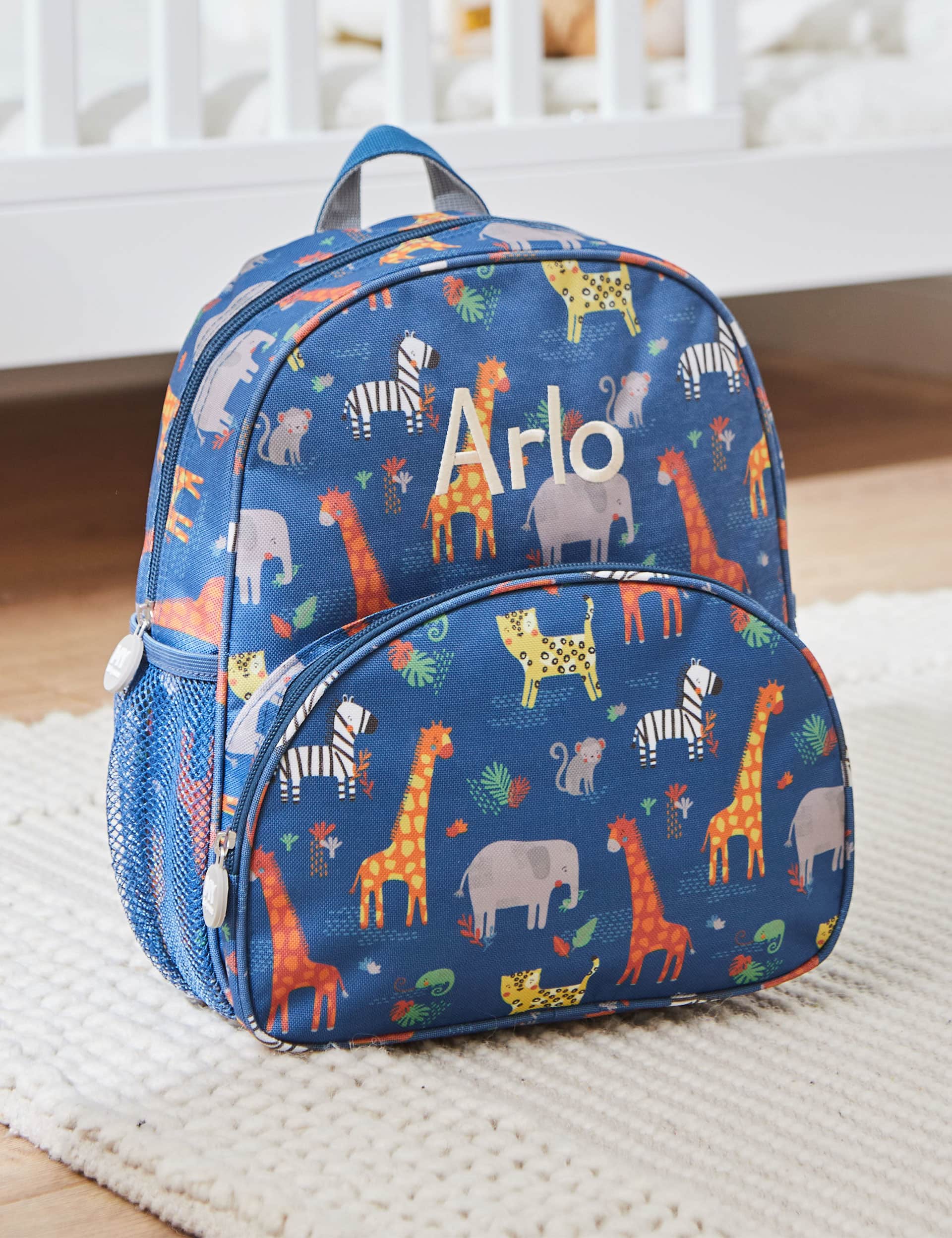 My 1St Years Boys Personalised Navy Safari Medium Backpack