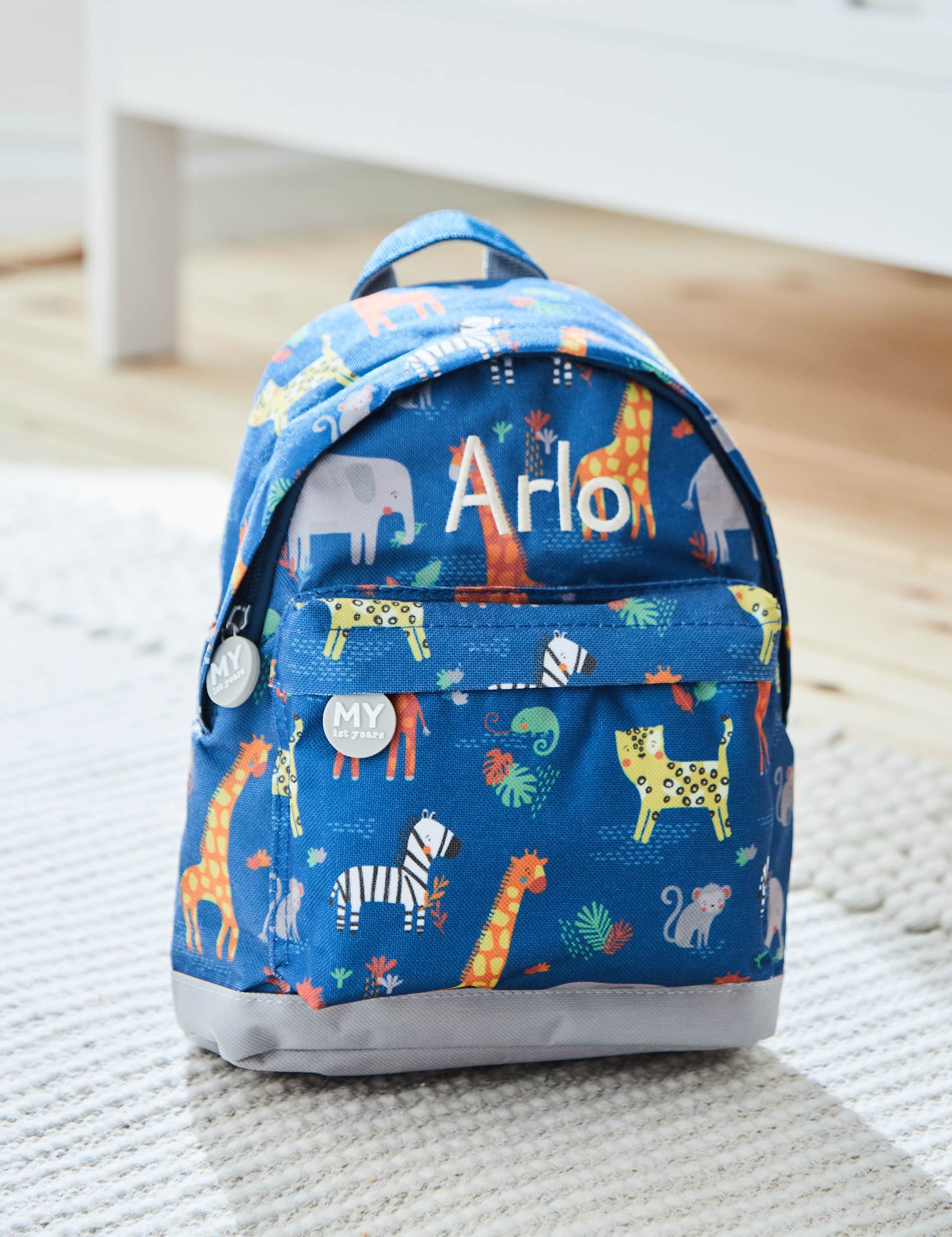 My 1St Years Boys Personalised Navy Safari Mini Backpack