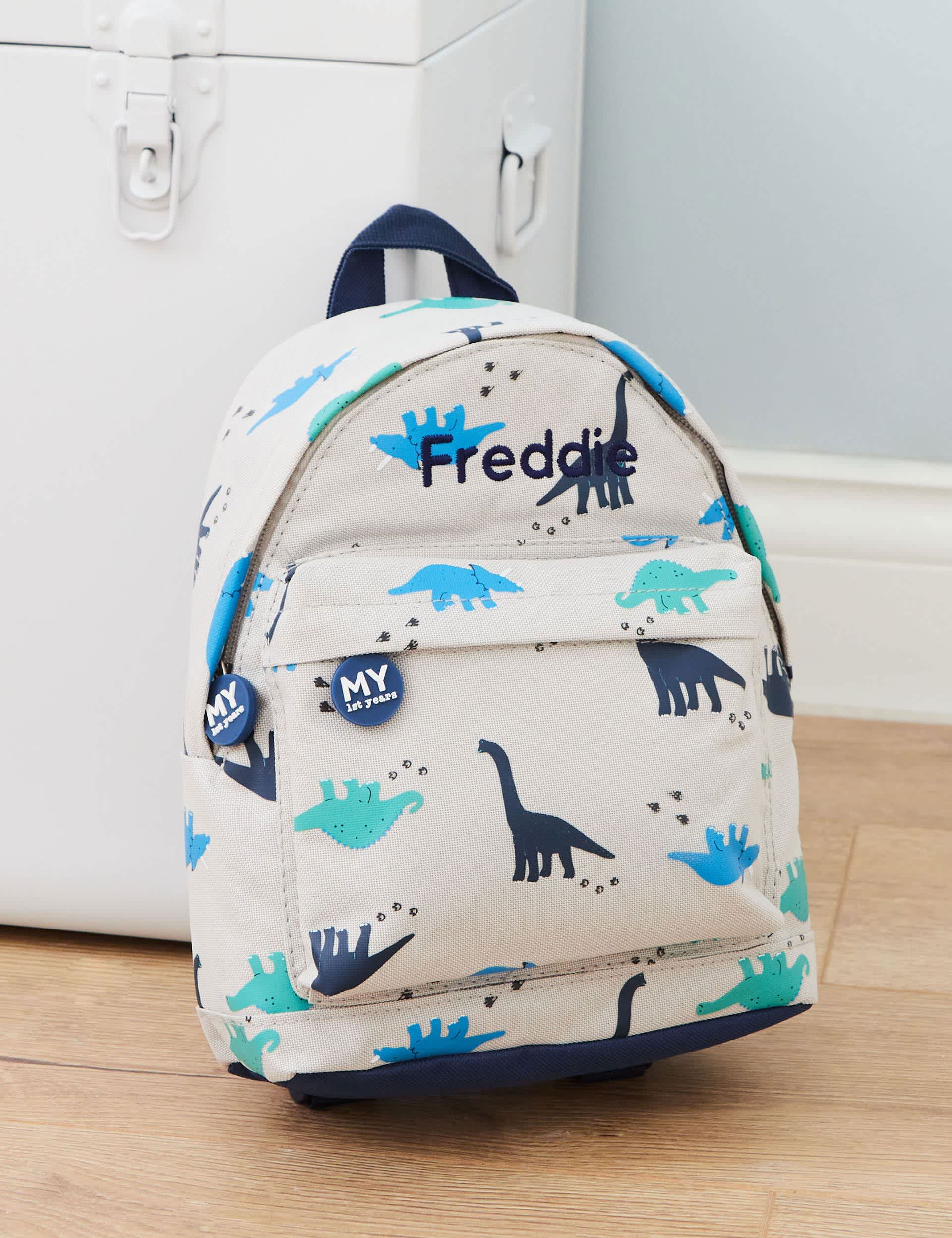 My 1St Years Boys Personalised Grey Dinosaur Mini Backpack - Grey Mix, Grey Mix