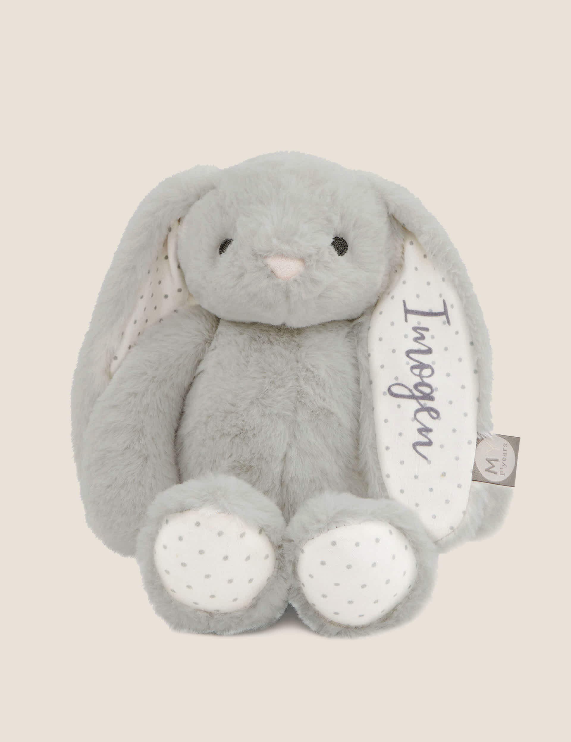 My 1St Years Personalised Bunny Soft Toy - Grey, White,Taupe,Blue,Pink,Grey