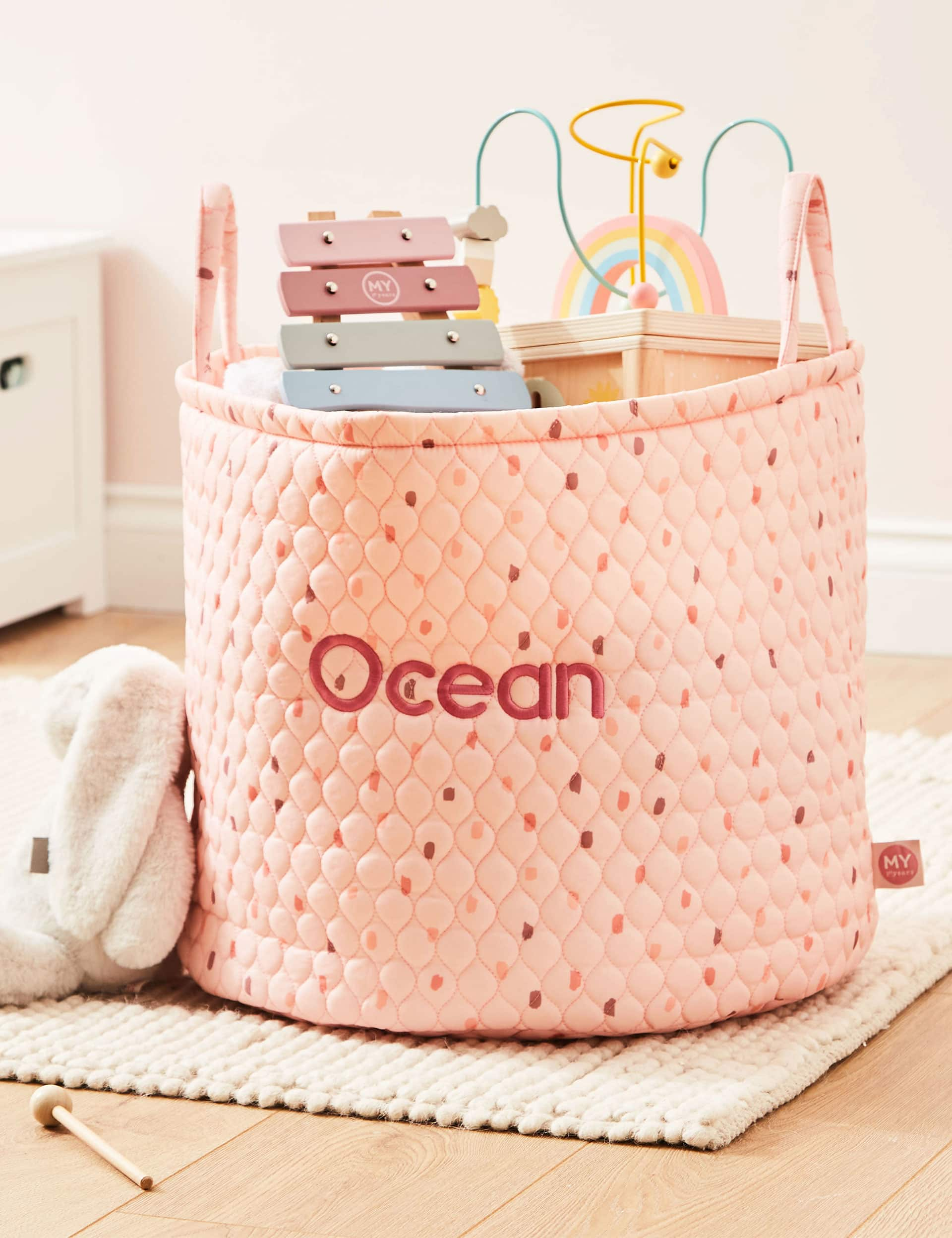 My 1St Years Personalised Large Pink Polka Dot Storage Bag, Pink