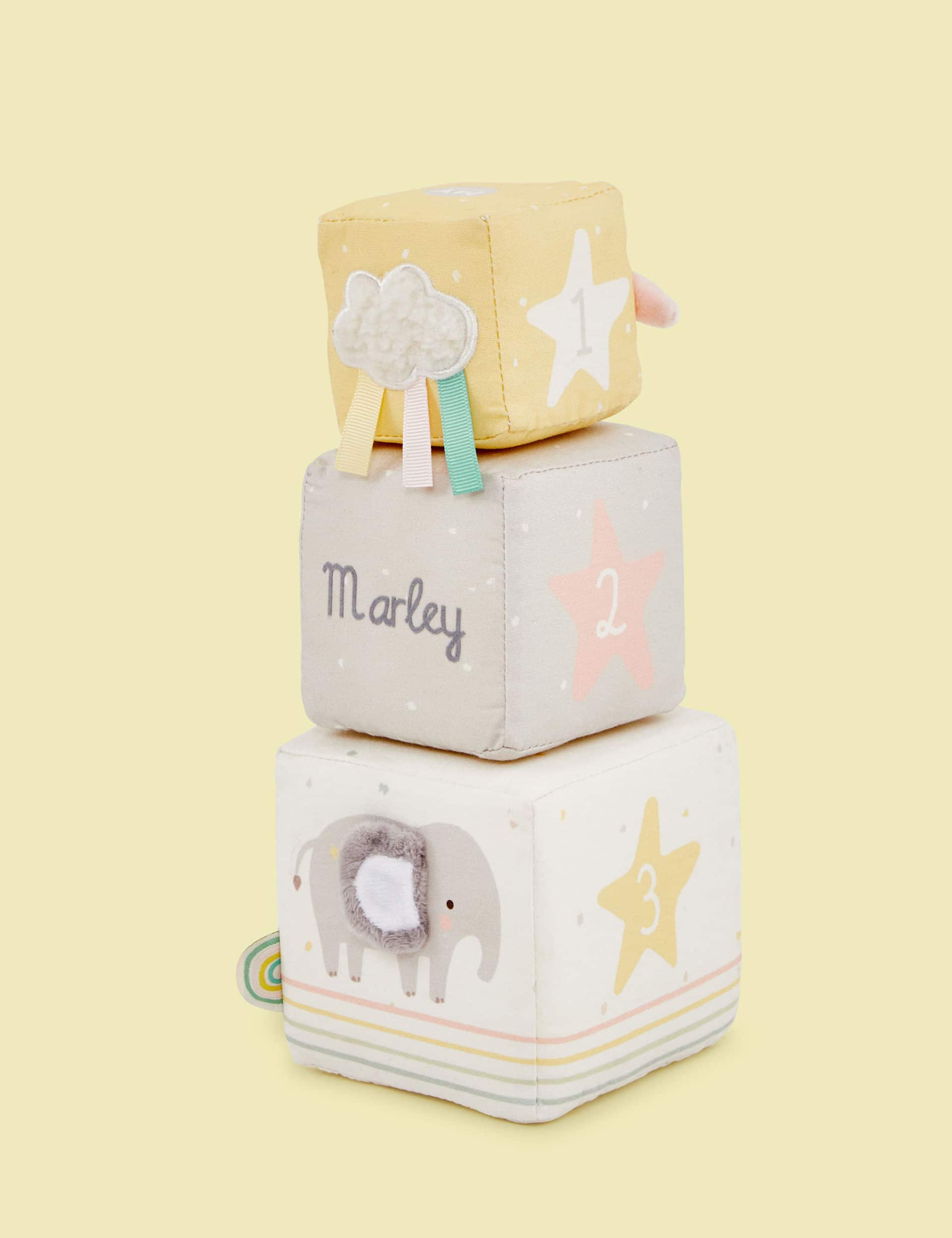 My 1St Years Personalised Plush Animal Stacking Cubes - Grey Mix, Grey Mix