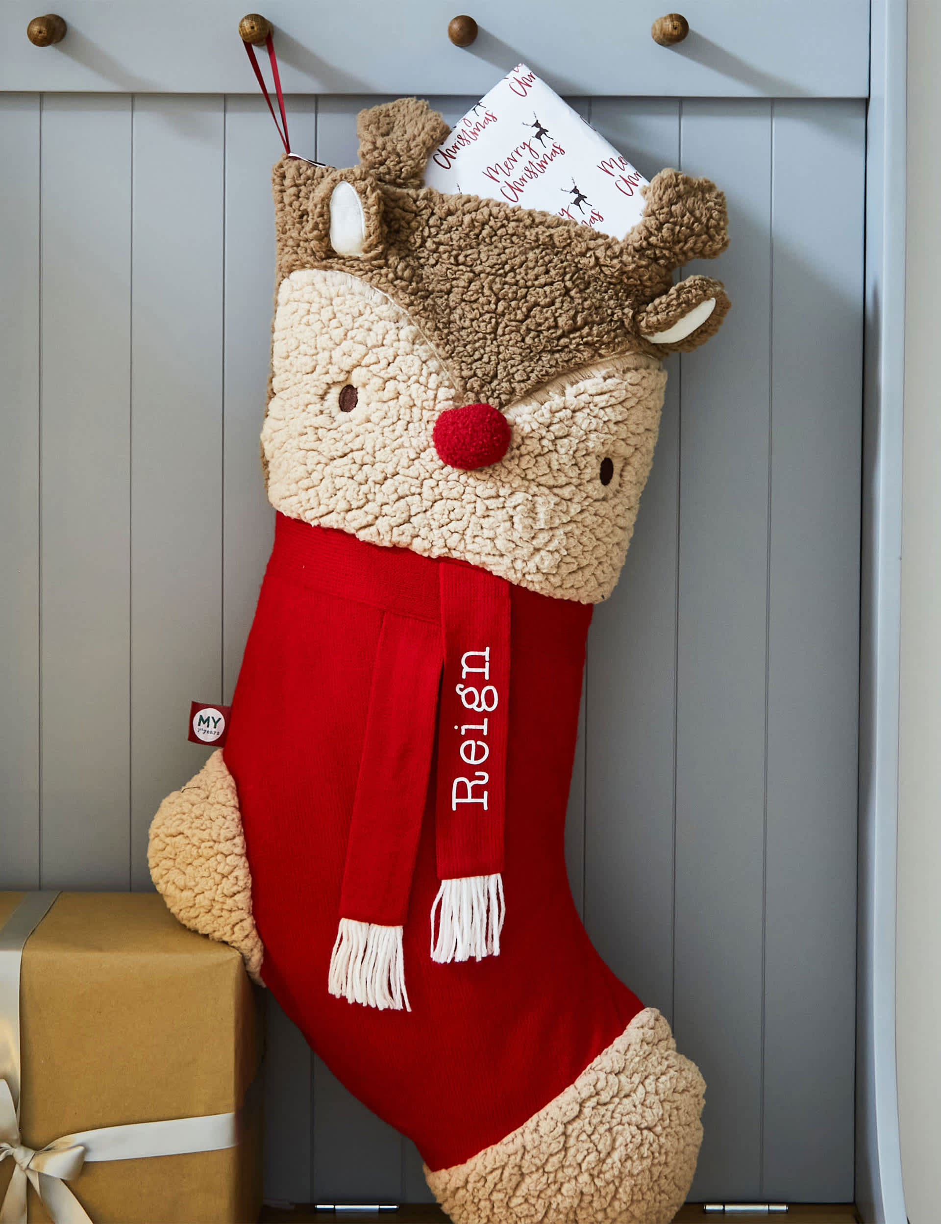 My 1St Years Personalised Large Reindeer Stocking - Red, Red