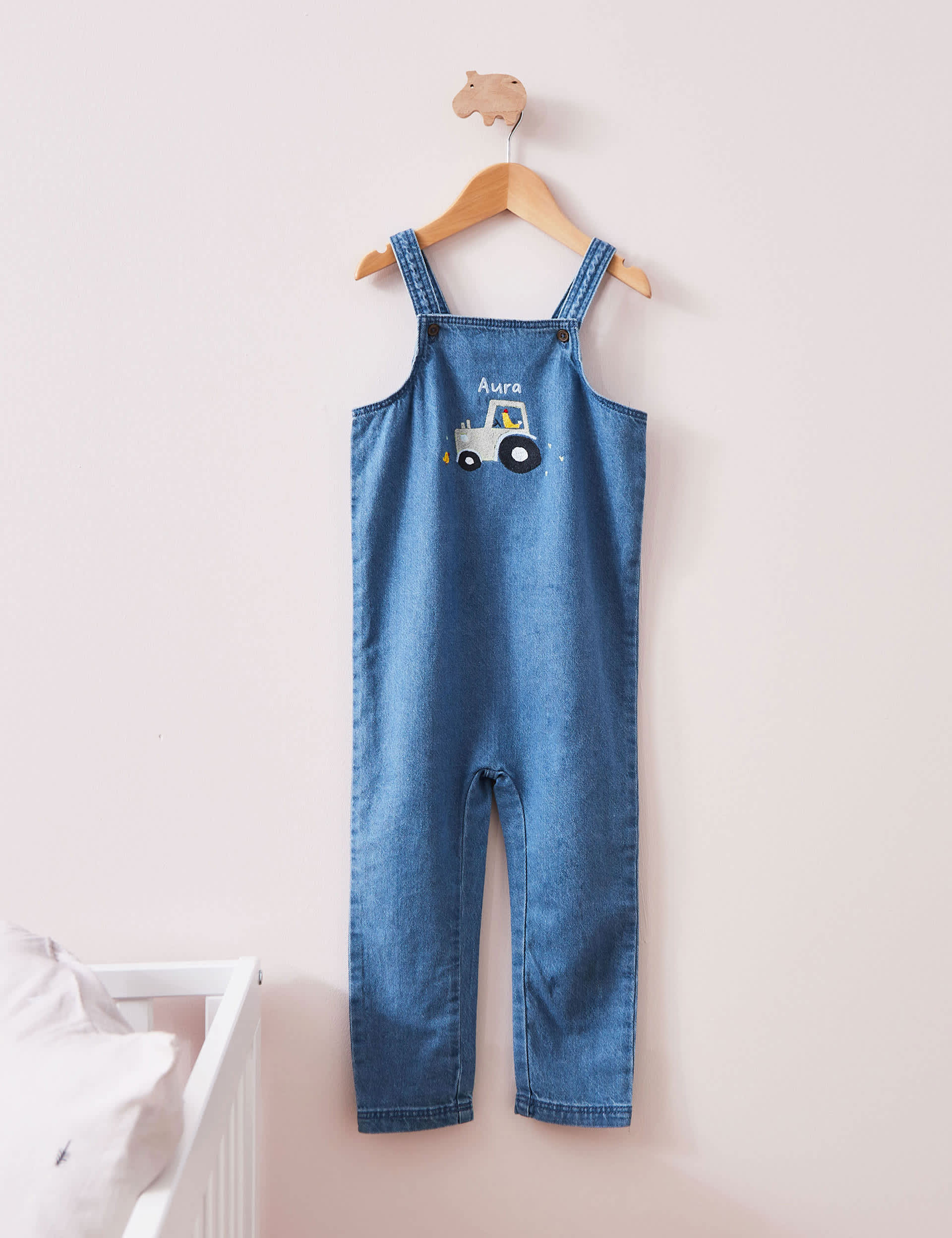 My 1St Years Boys Personalised Farmyard Design Denim Dungarees (6 Mths-5 Yrs) - 6-12M, Denim