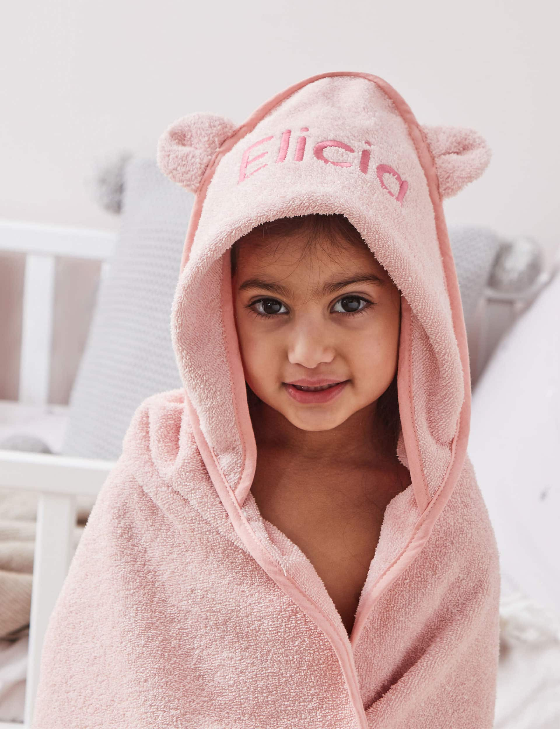 My 1St Years Personalised Hooded Towel - Pink, Pink,Ivory,Grey