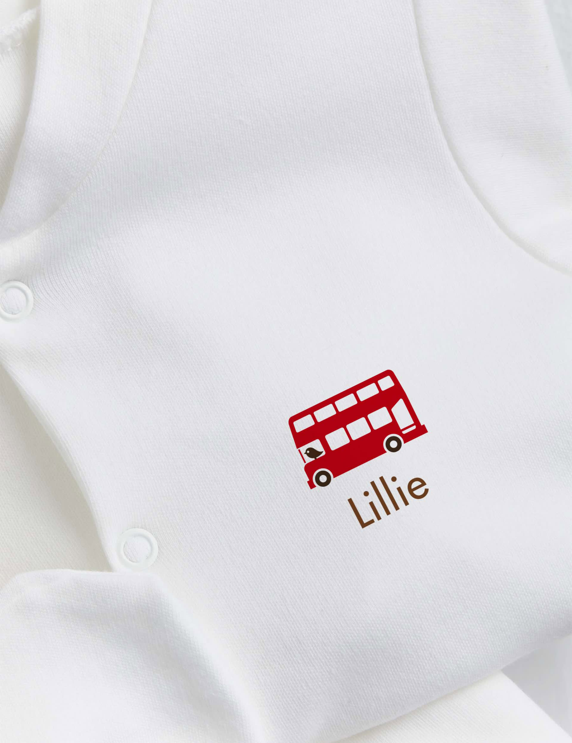 Molly & Monty Personalised London Bus Ultimate Collection Set (0-1 Yrs) - 6-12M - White, White