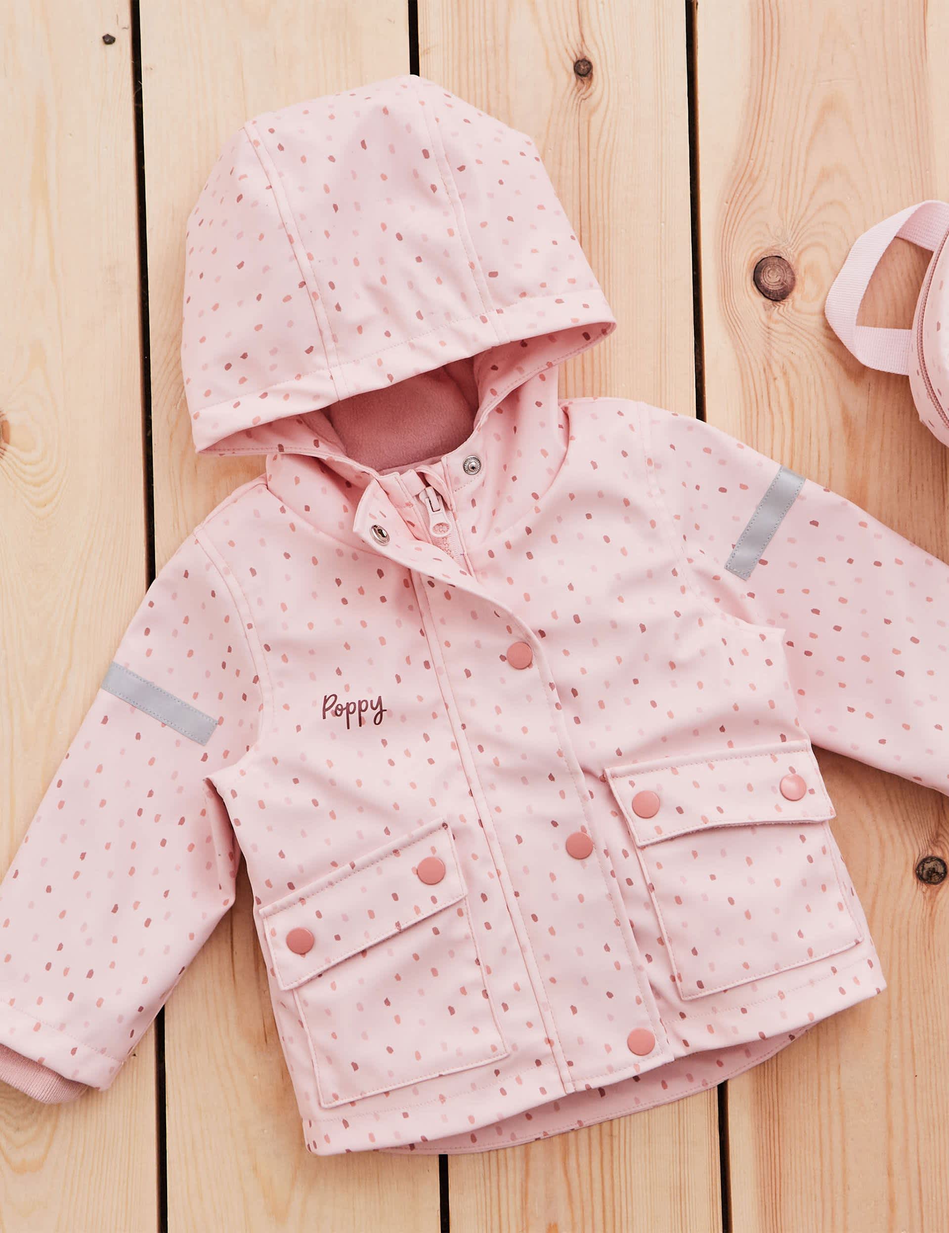My 1St Years Girls Personalised Pink Spot Print Raincoat (6 Mths-5 Yrs)