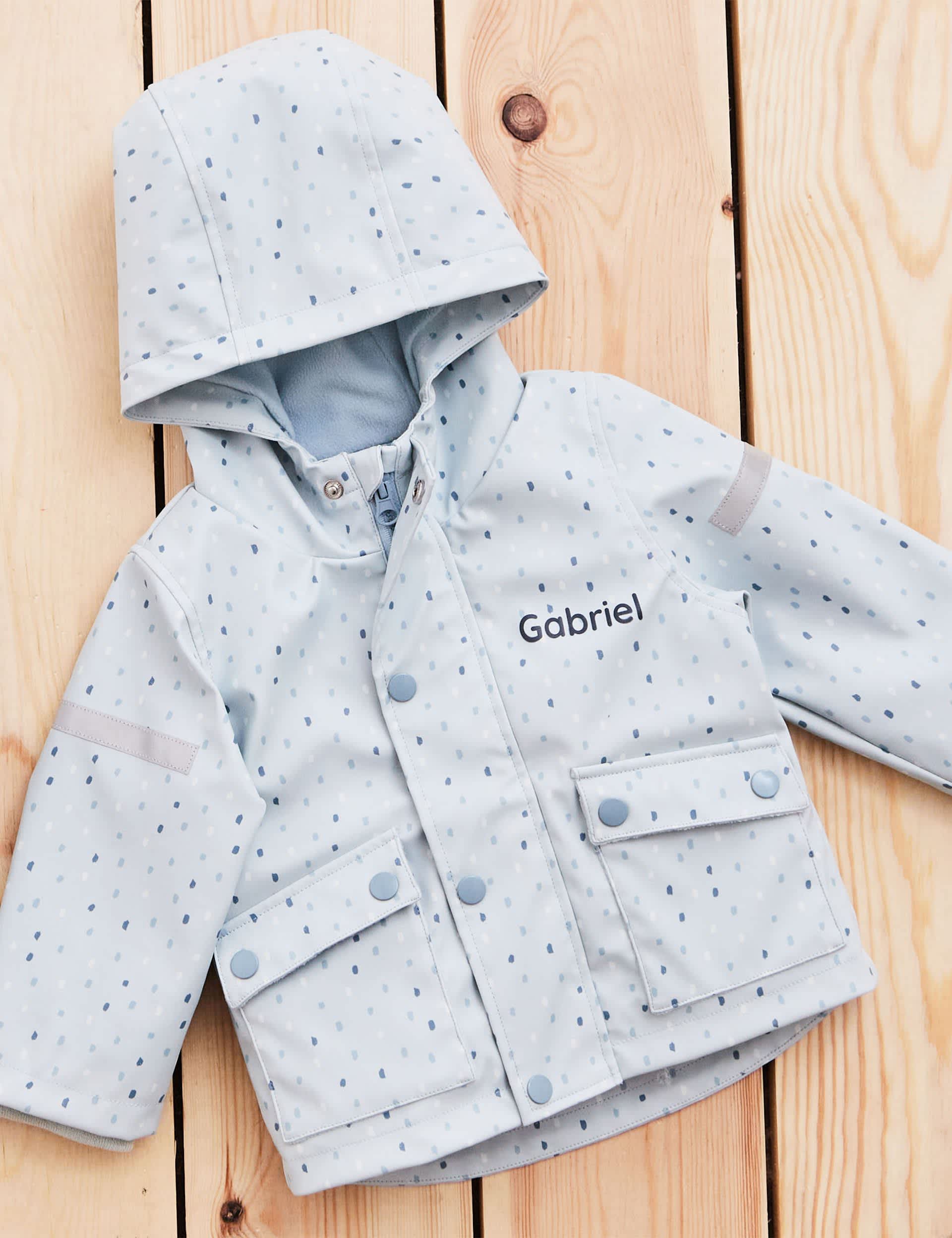My 1St Years Boys Personalised Blue Spot Print Raincoat