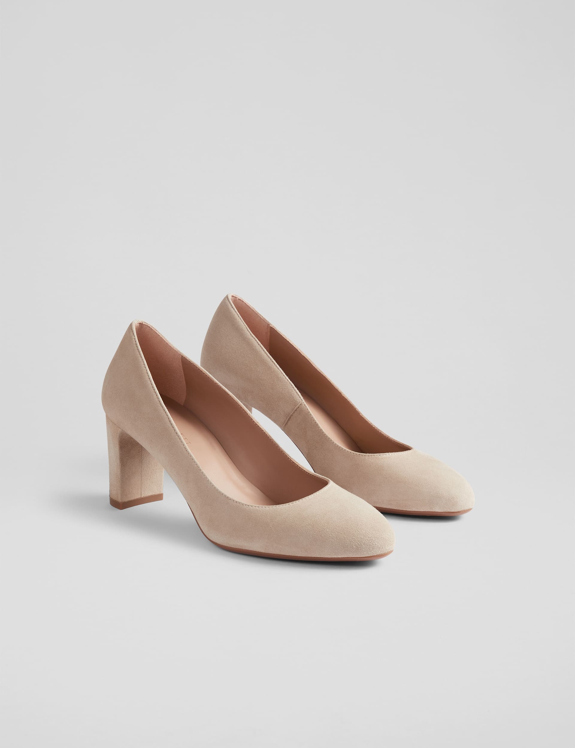 Lk Bennett Women's Suede Block Heel Court Shoes - 7 - Beige, Beige