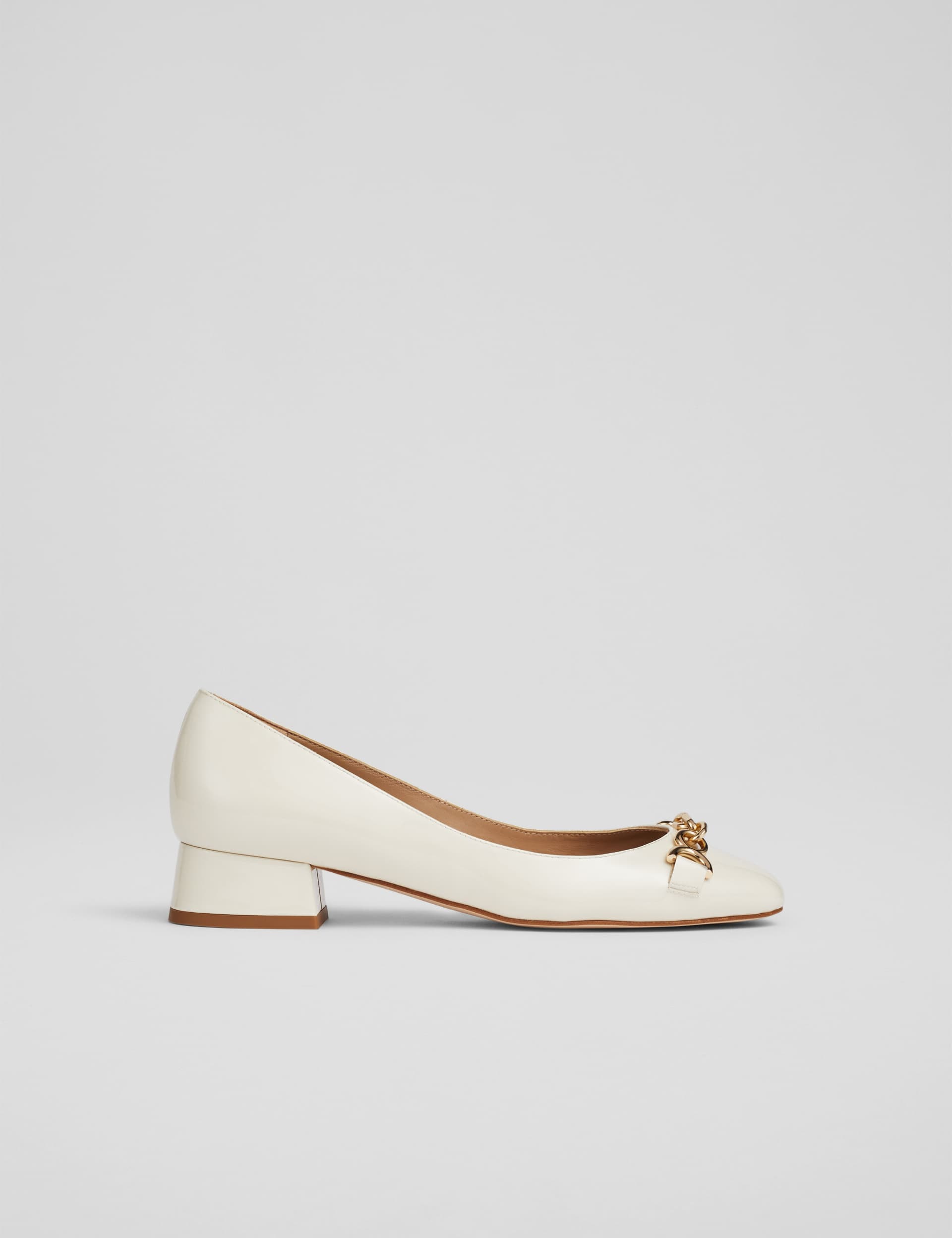 Lk Bennett Women's Leather Patent Block Heel Pumps - 5 - Cream, Black,Cream